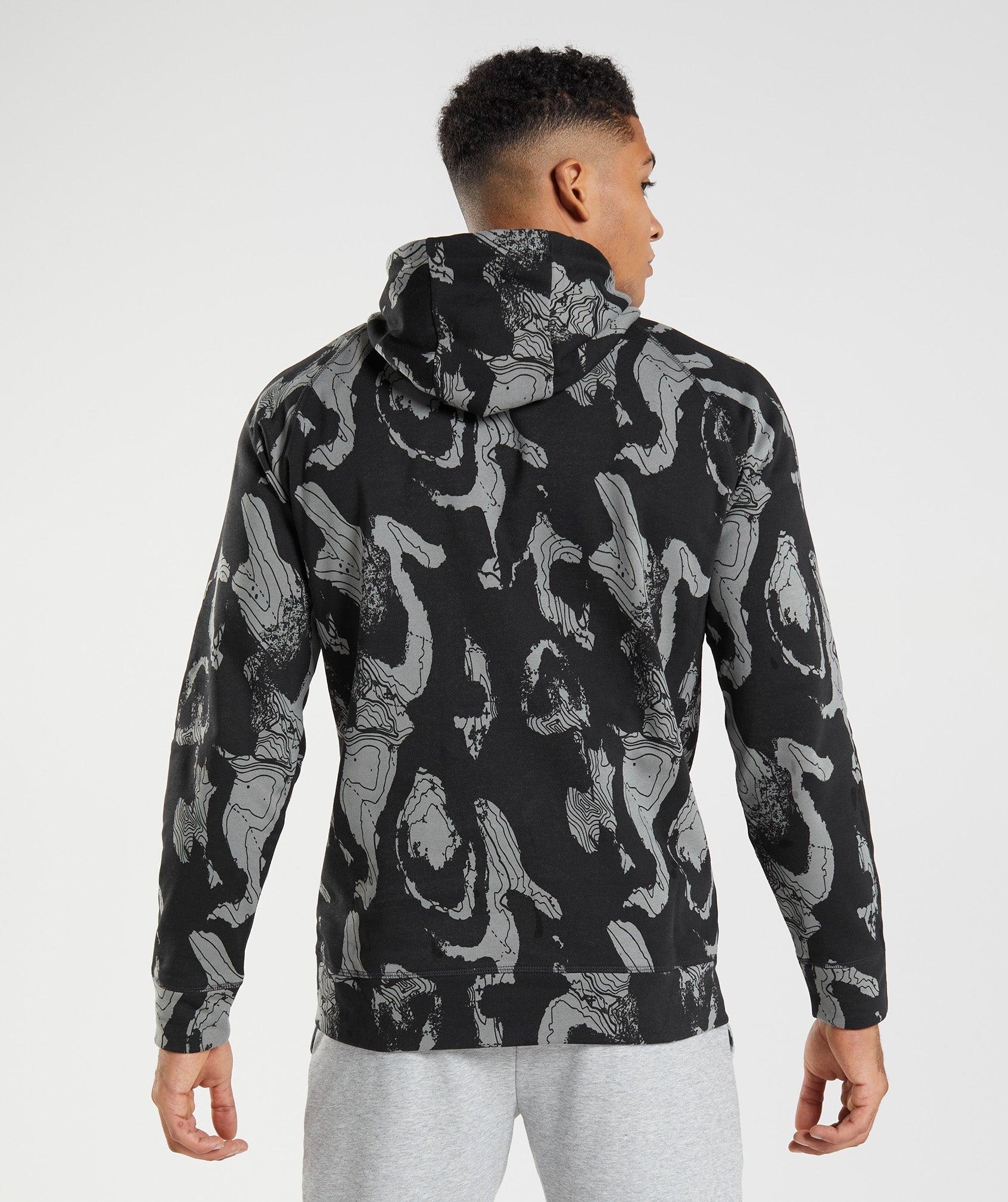 Map Print Hoodie in Black Print - view 2