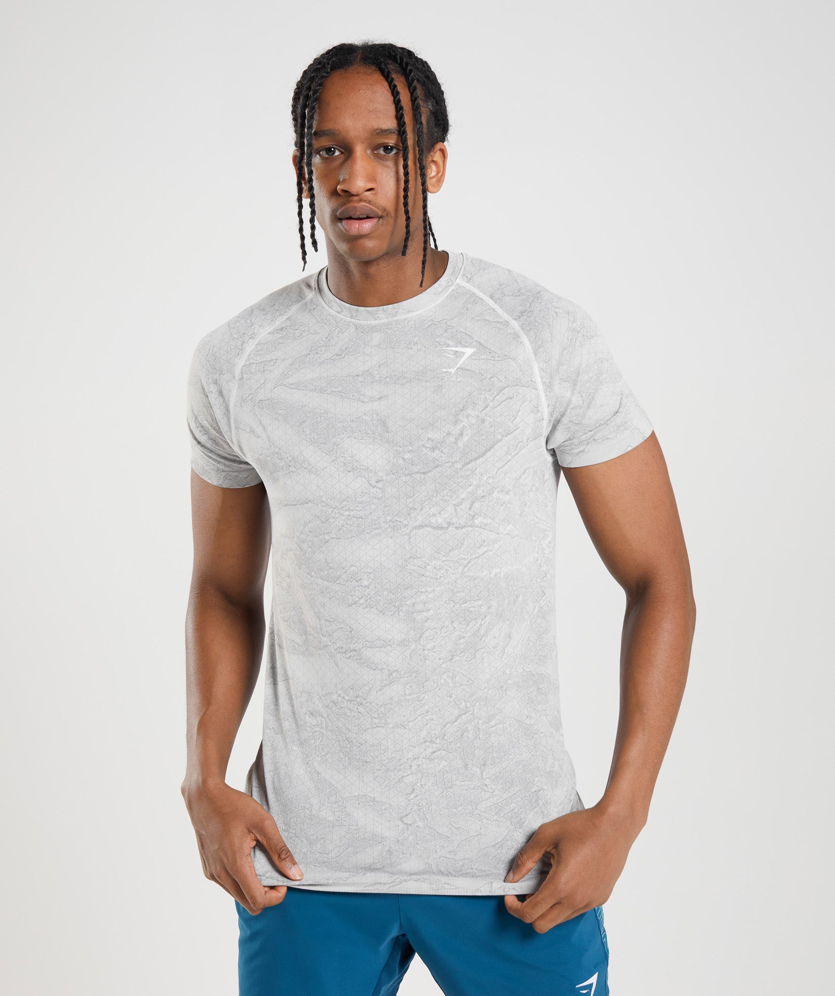 Geo Seamless T-Shirt in Off White/Light Grey - view 1