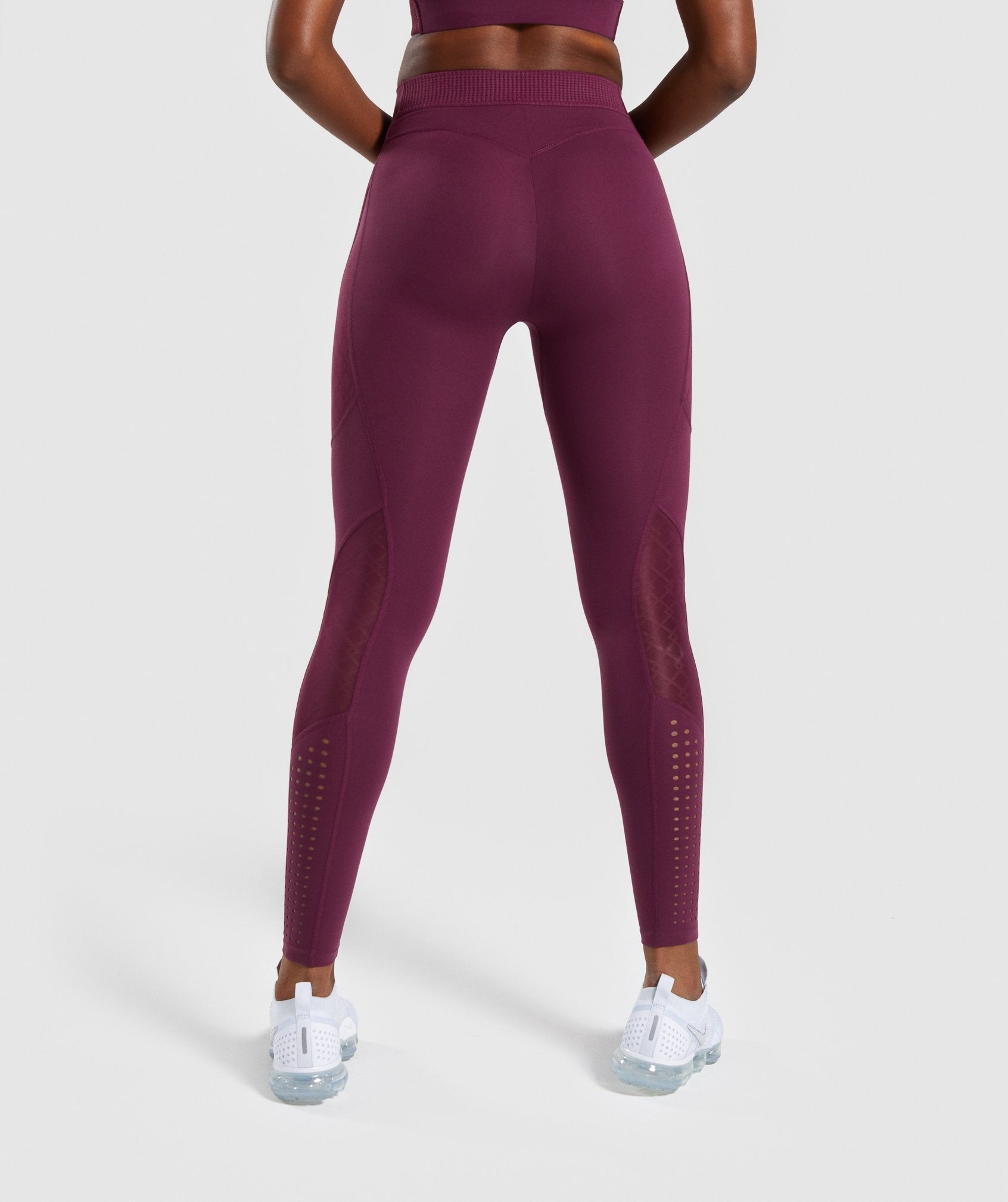 Geo Mesh Leggings in Dark Ruby - view 2