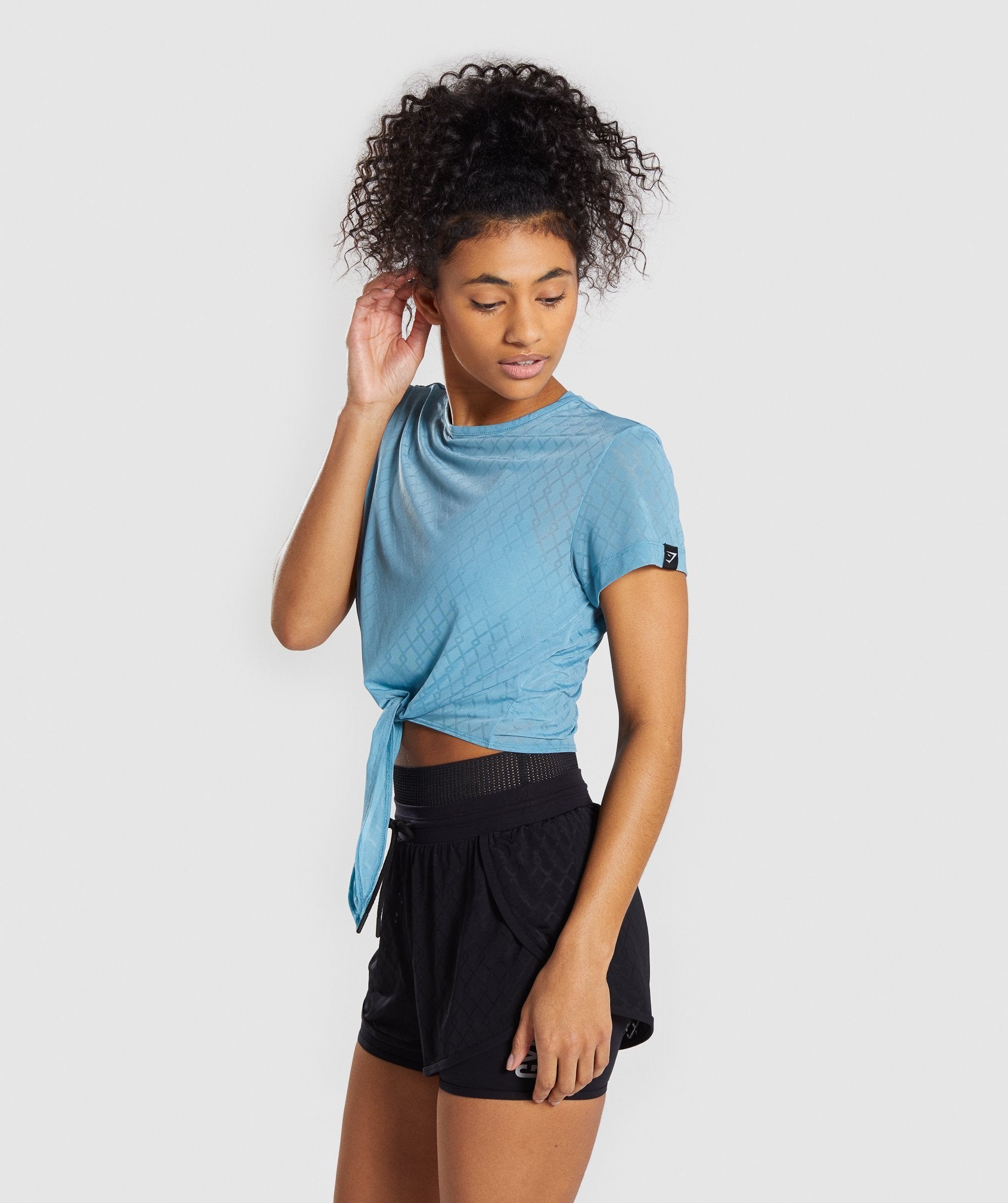 Geo Mesh Two In One Top in Dusky Teal - view 3