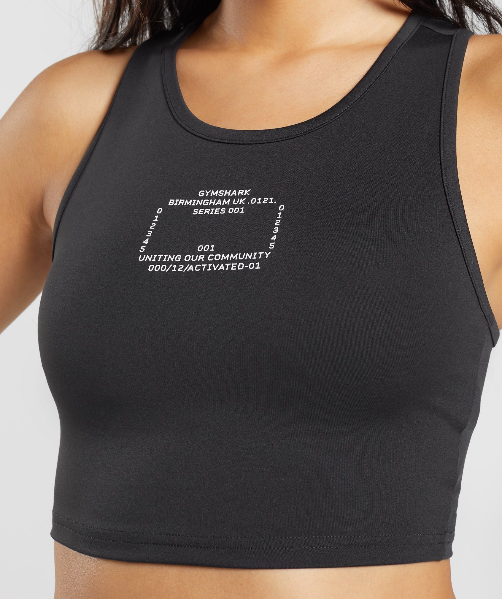 Activated Graphic Crop Tank in Black - view 3
