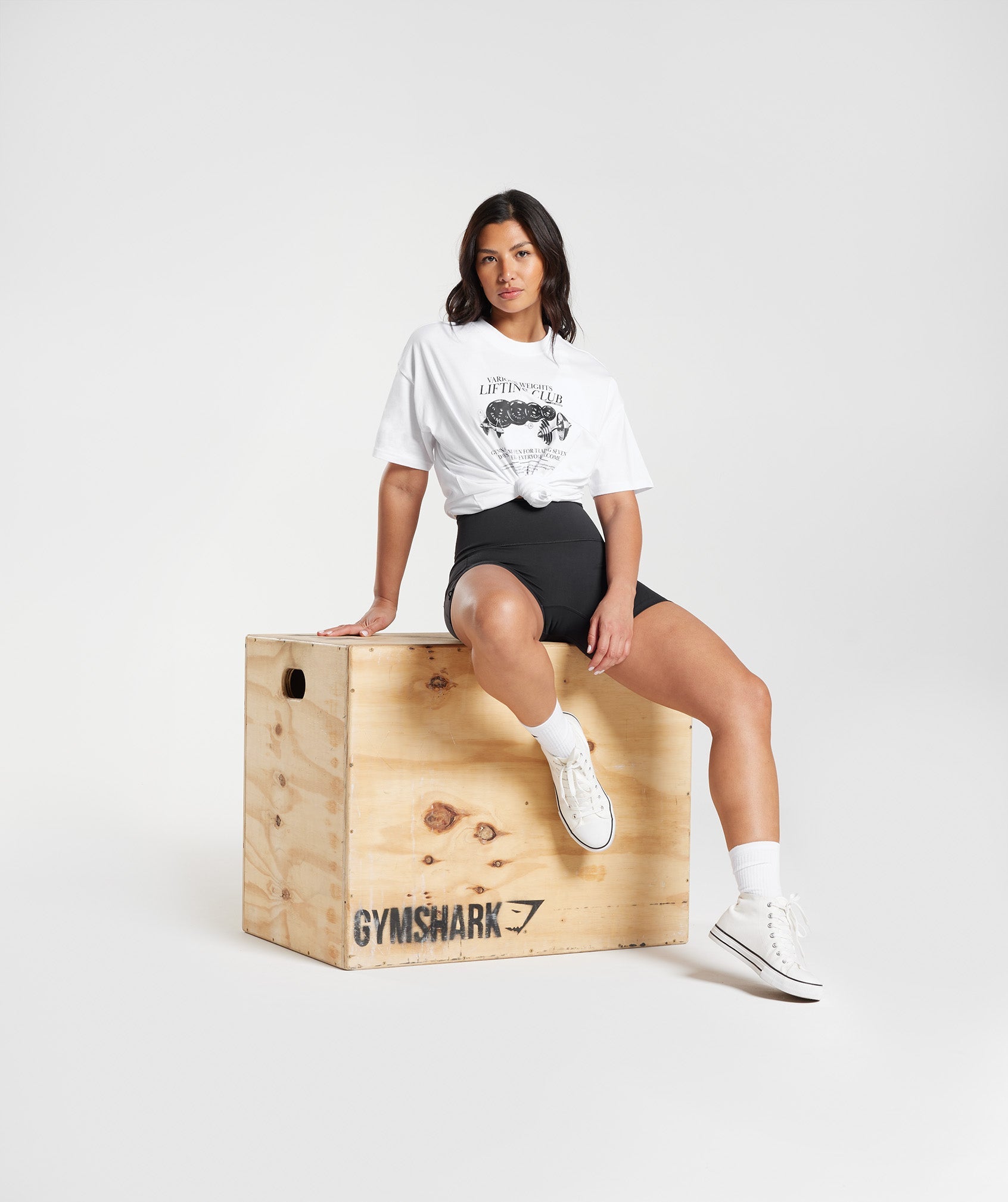 Lifting Graphic Oversized T-Shirt in White - view 3