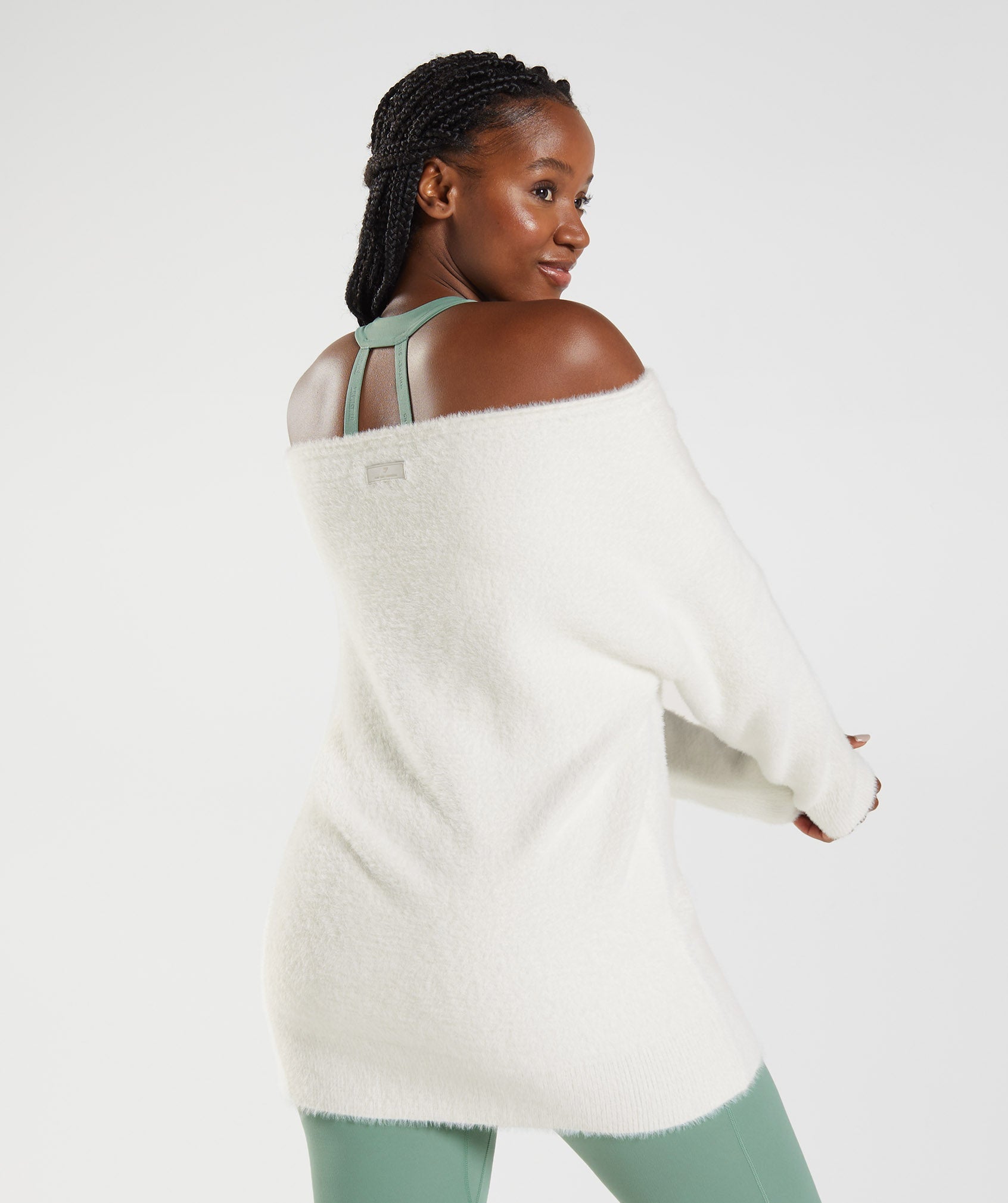 Whitney Oversized Eyelash Knit Sweater in Skylight White - view 3