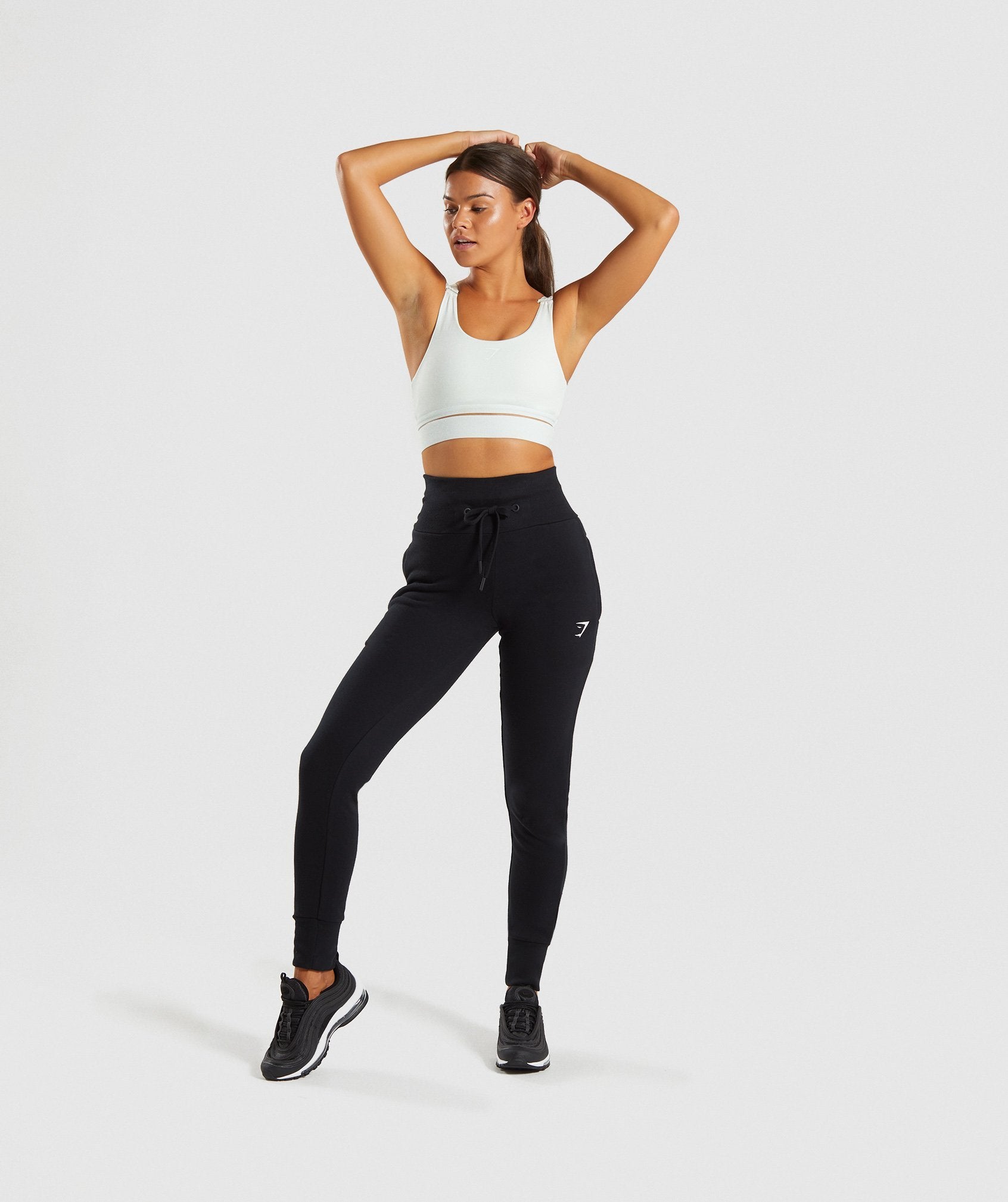 High Waisted Joggers in Black - view 4