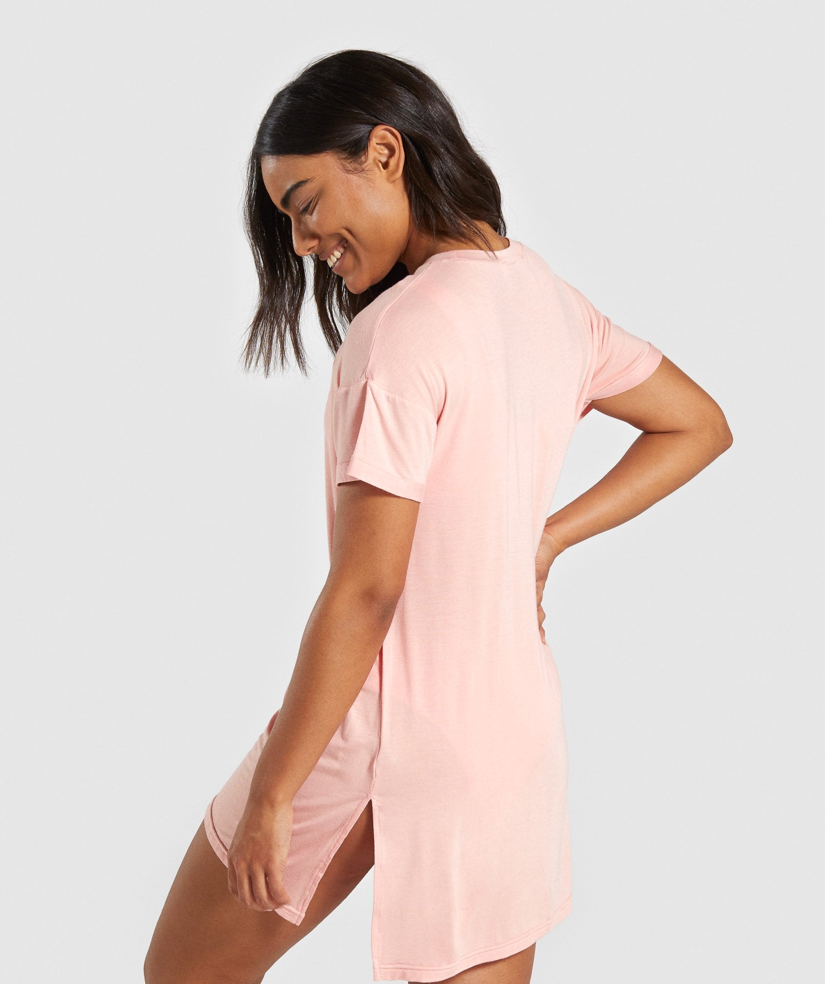 Horizon Graphic Longline Tee in Peach - view 2