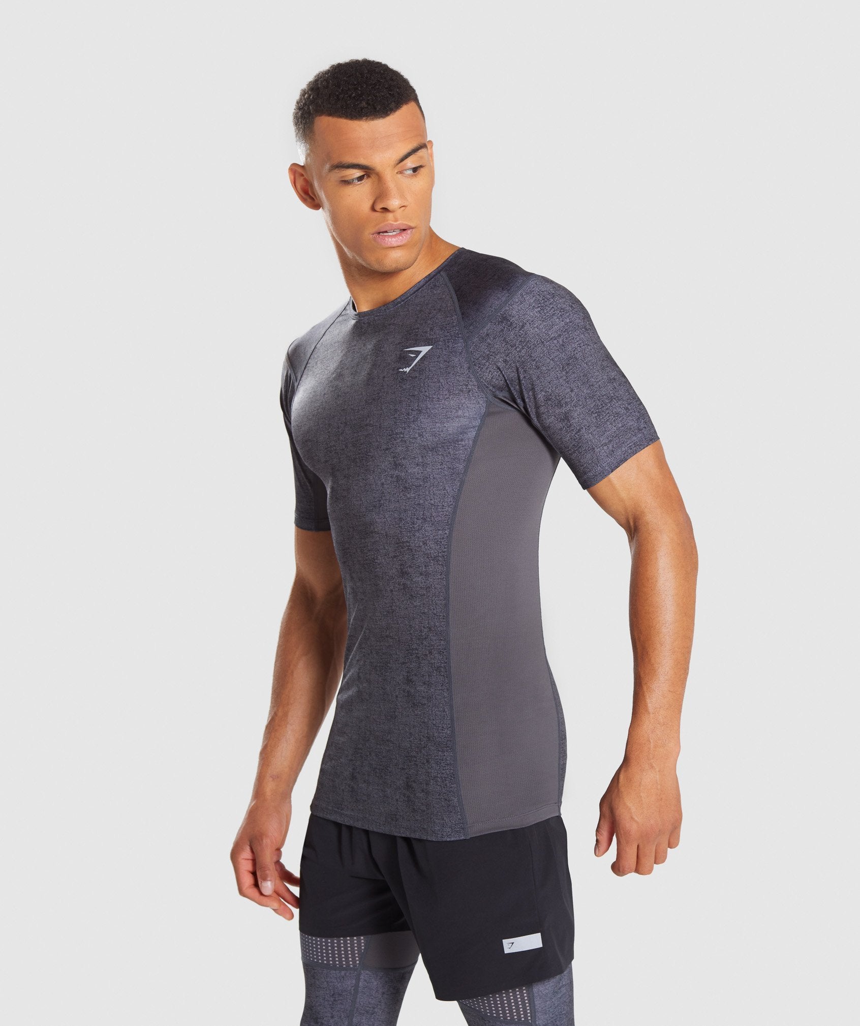 Hybrid Baselayer Top in Charcoal Marl - view 3