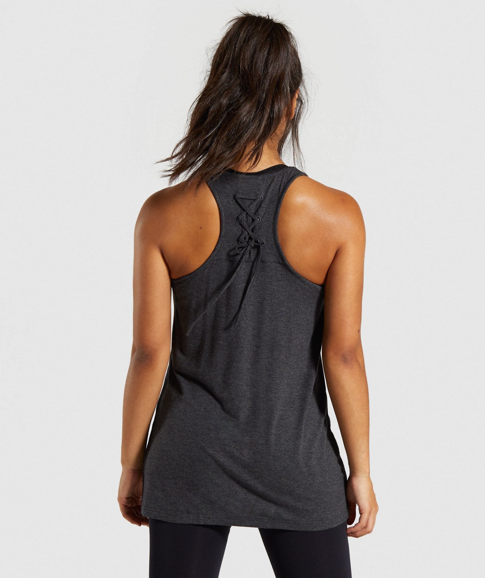 Lace Back Vest in Black Marl