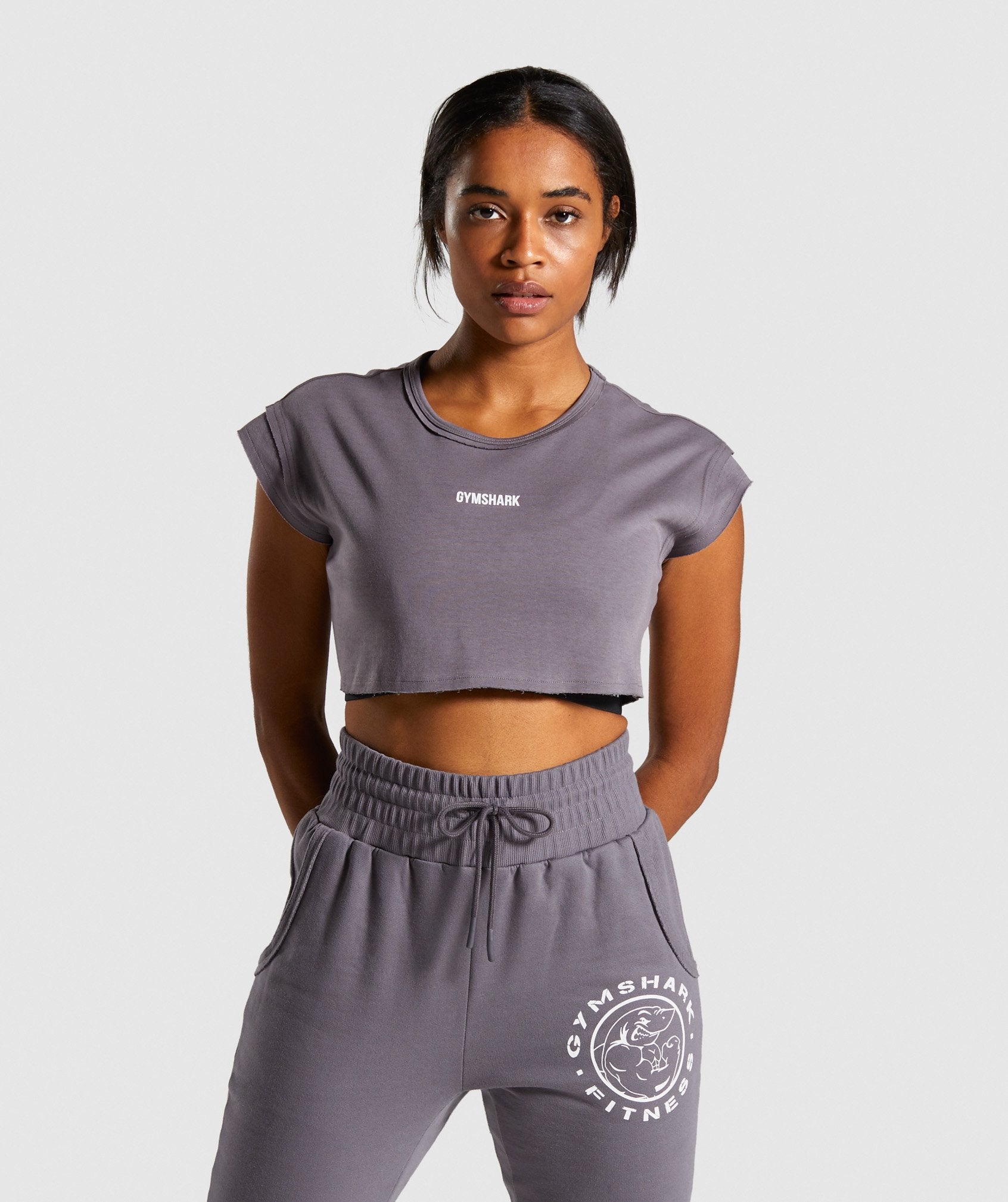 Legacy Fitness Raw Crop Top in Slate Lavender