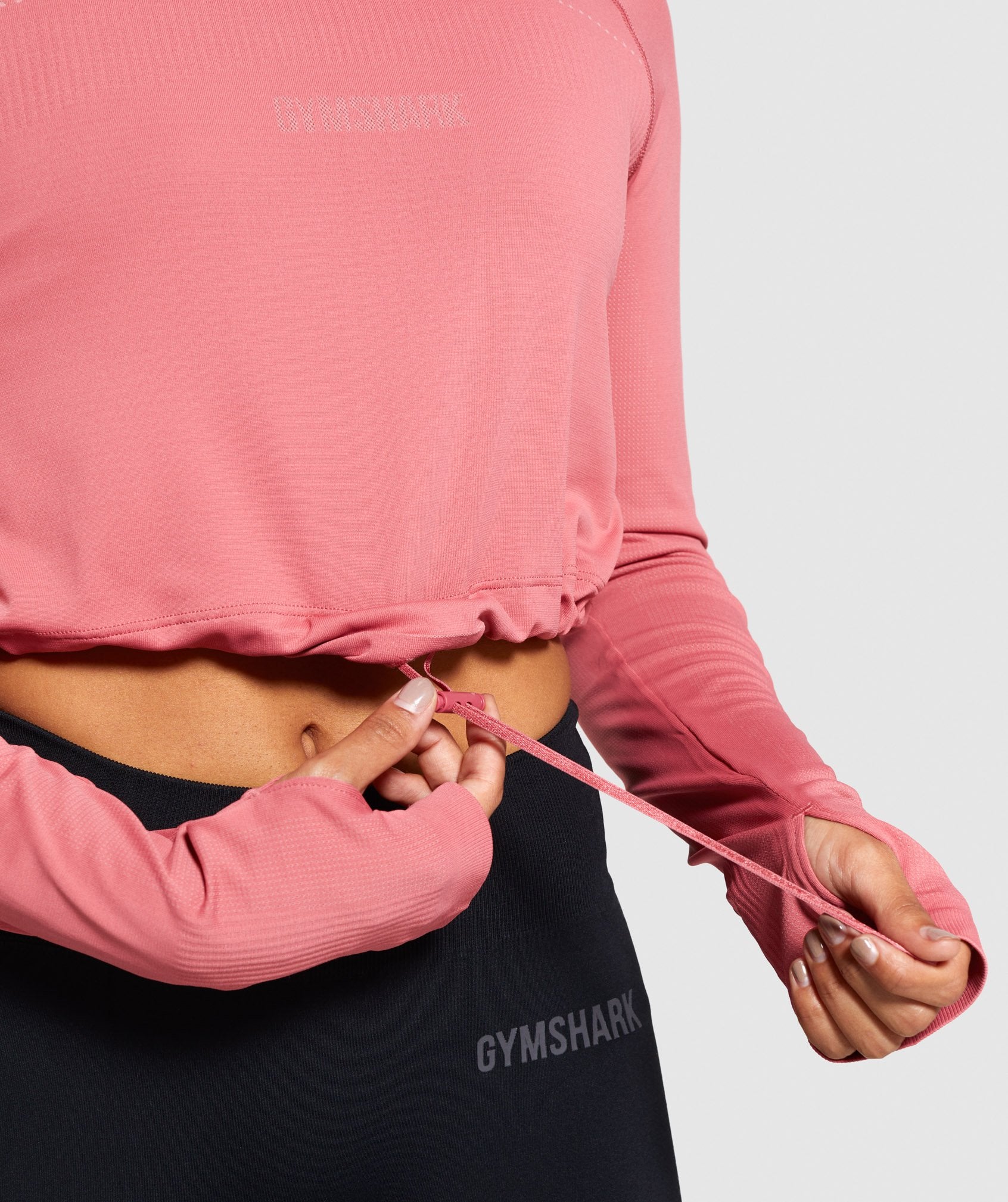 Breeze Lightweight Seamless Long Sleeve Crop Top in Rose Slate - view 6