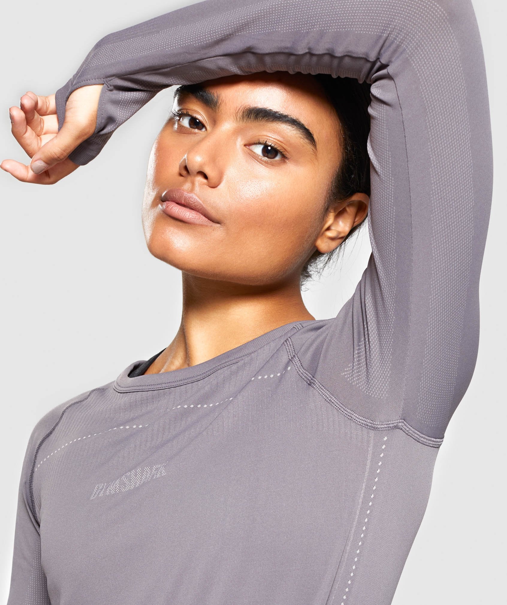 Breeze Lightweight Seamless Long Sleeve Crop Top in Slate Lavender - view 5