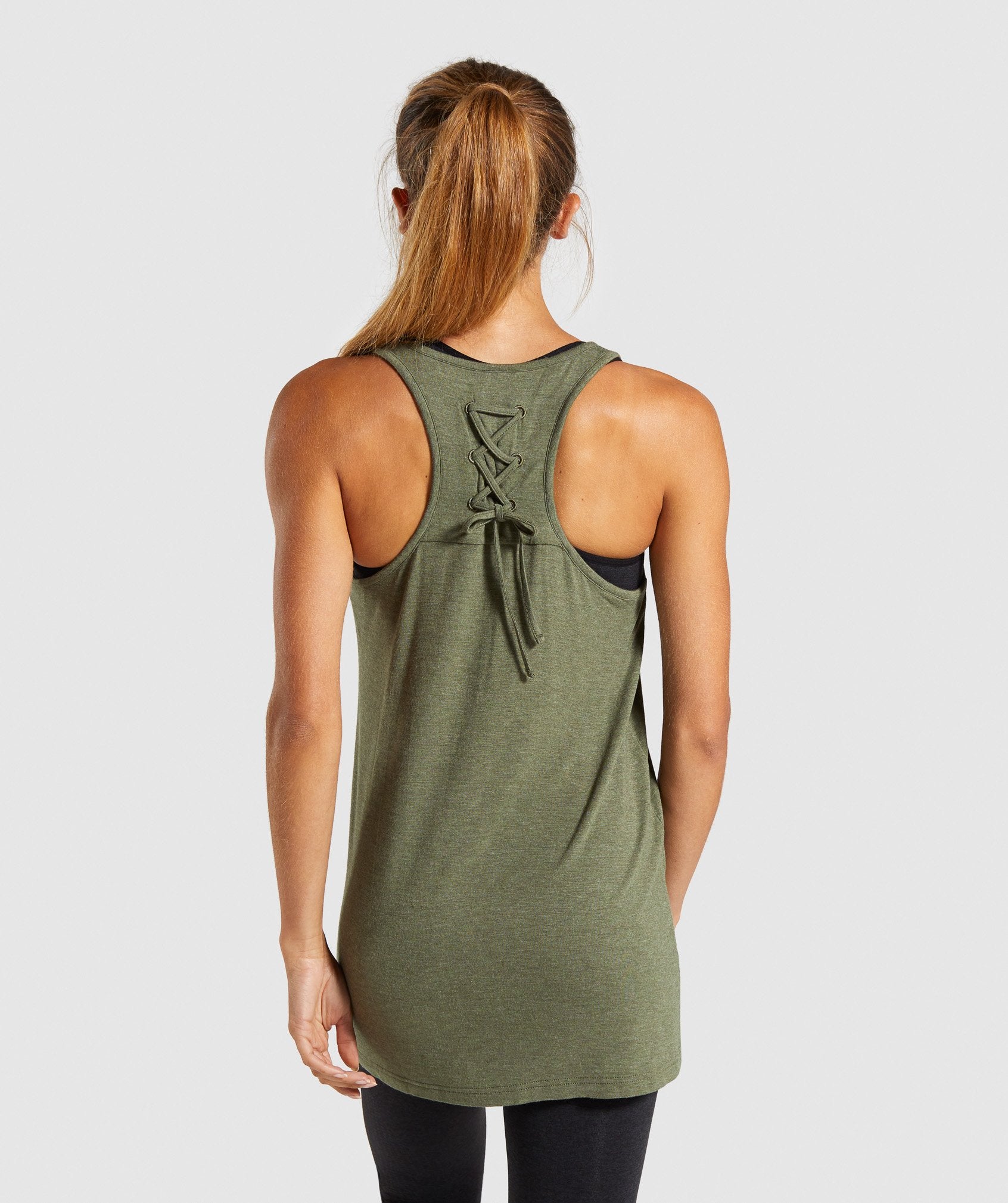 Lace Back Vest in Khaki Marl - view 2
