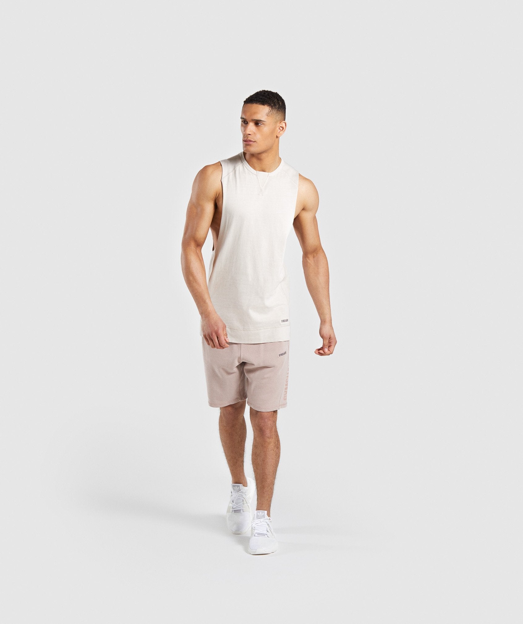 Laundered Drop Arm Tank in Chalk Grey - view 4