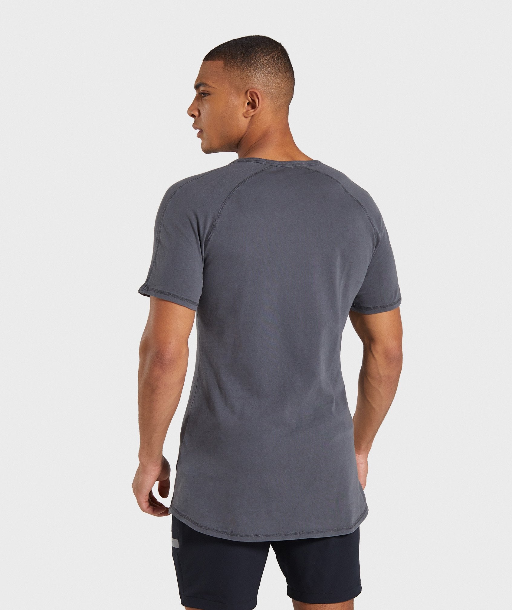 Laundered Square Logo T-Shirt in Charcoal - view 2