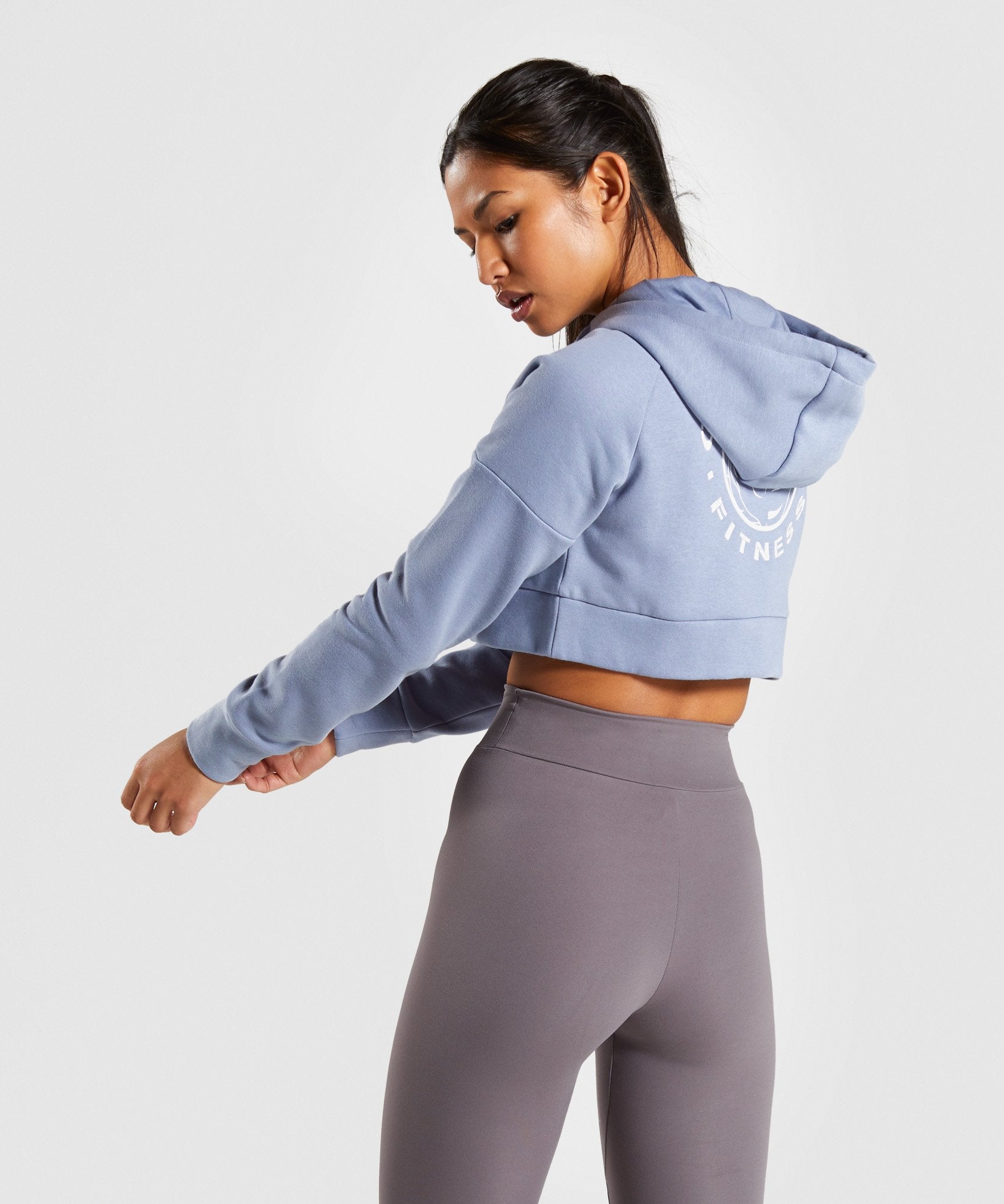 Legacy Fitness Crop Zip Hoodie in Slate Blue - view 2