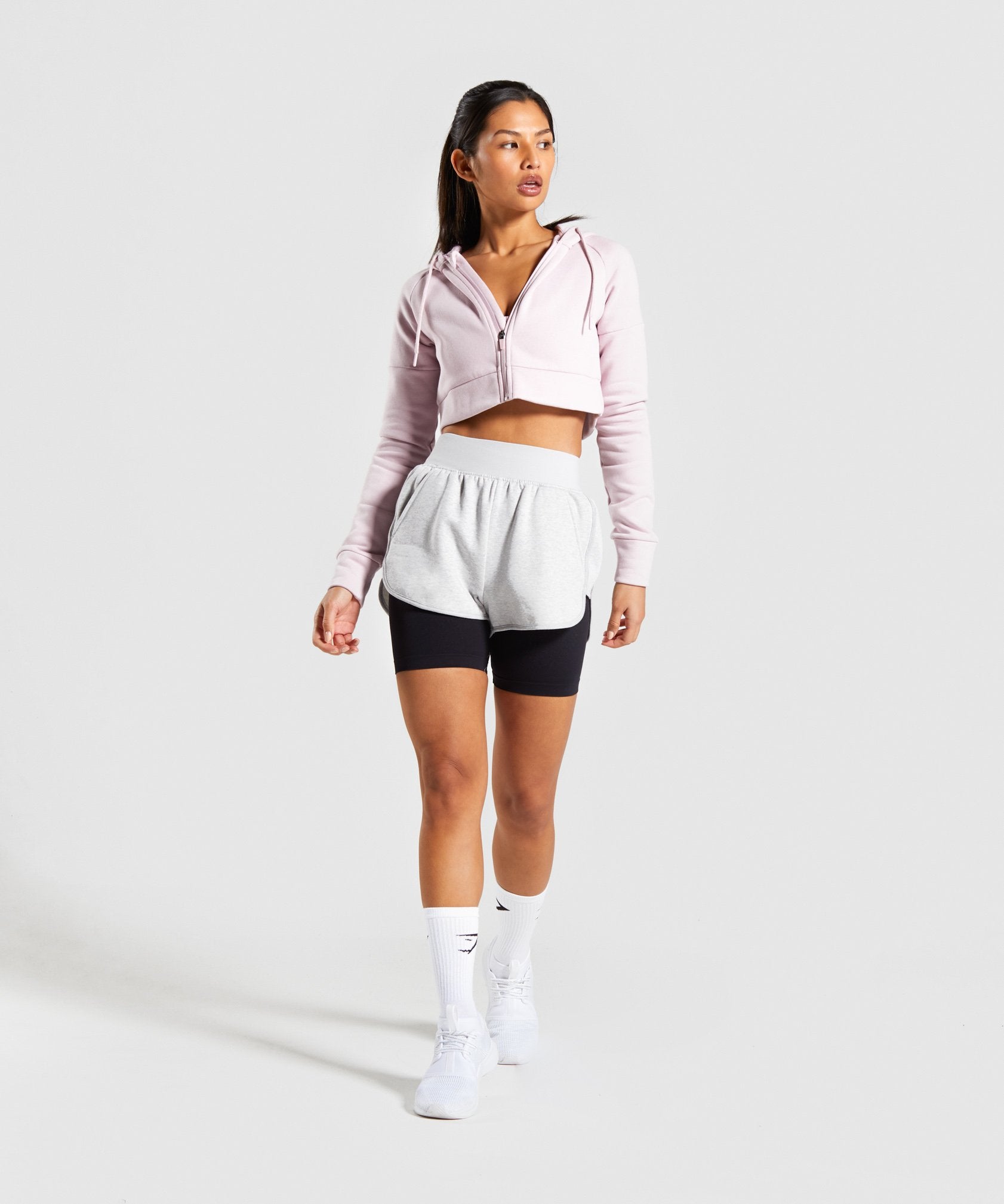 Legacy Fitness Crop Zip Hoodie in Washed Lavender - view 3