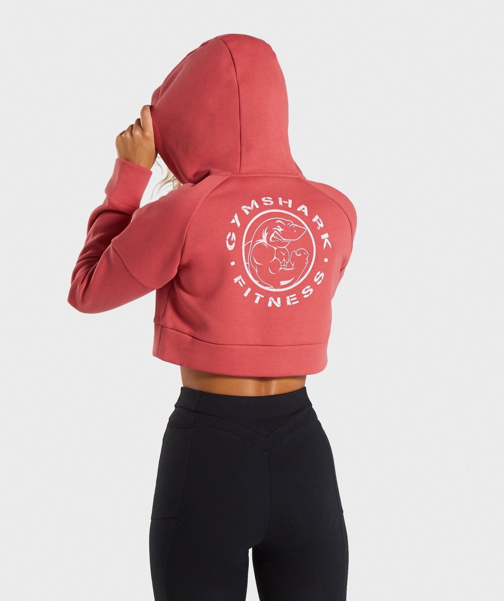 Legacy Fitness Crop Zip Hoodie in Brick Red - view 2