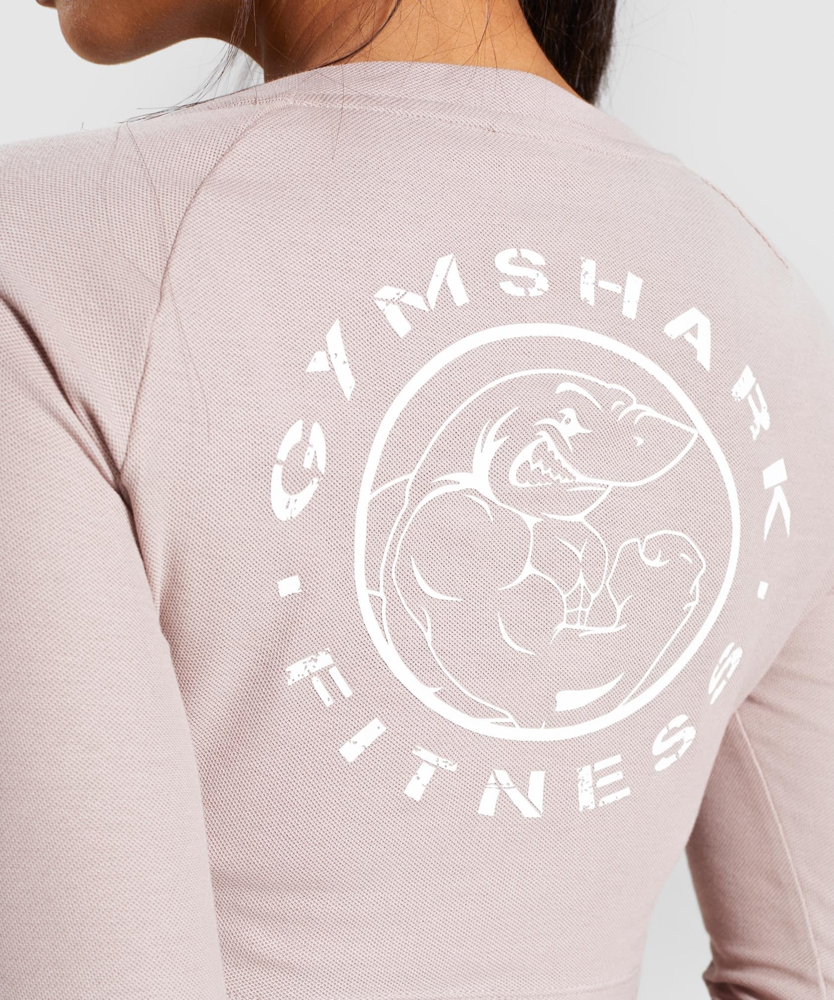 Legacy Fitness Long Sleeve Crop Top in Taupe