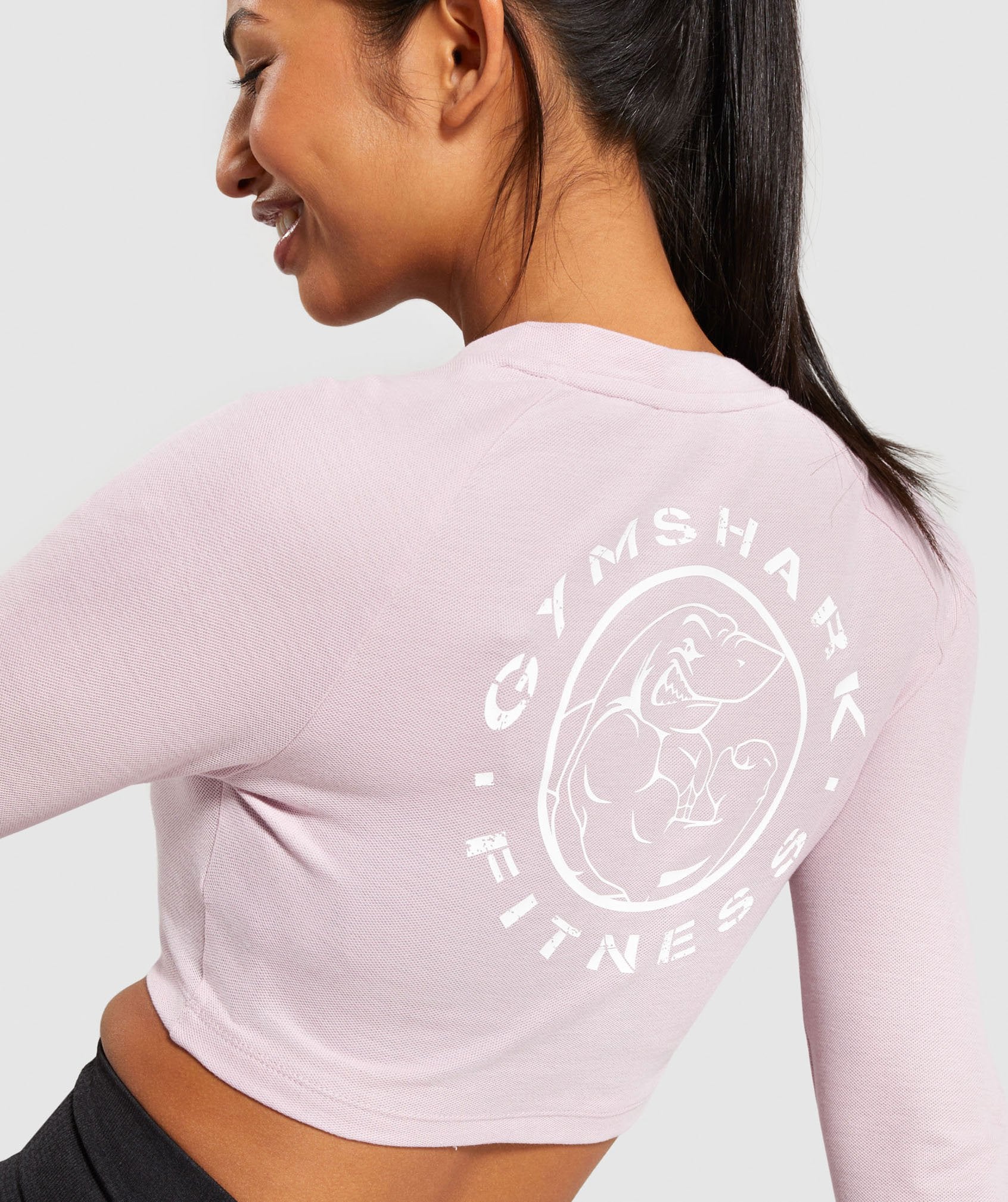 Legacy Fitness Long Sleeve Crop Top in Washed Lavender