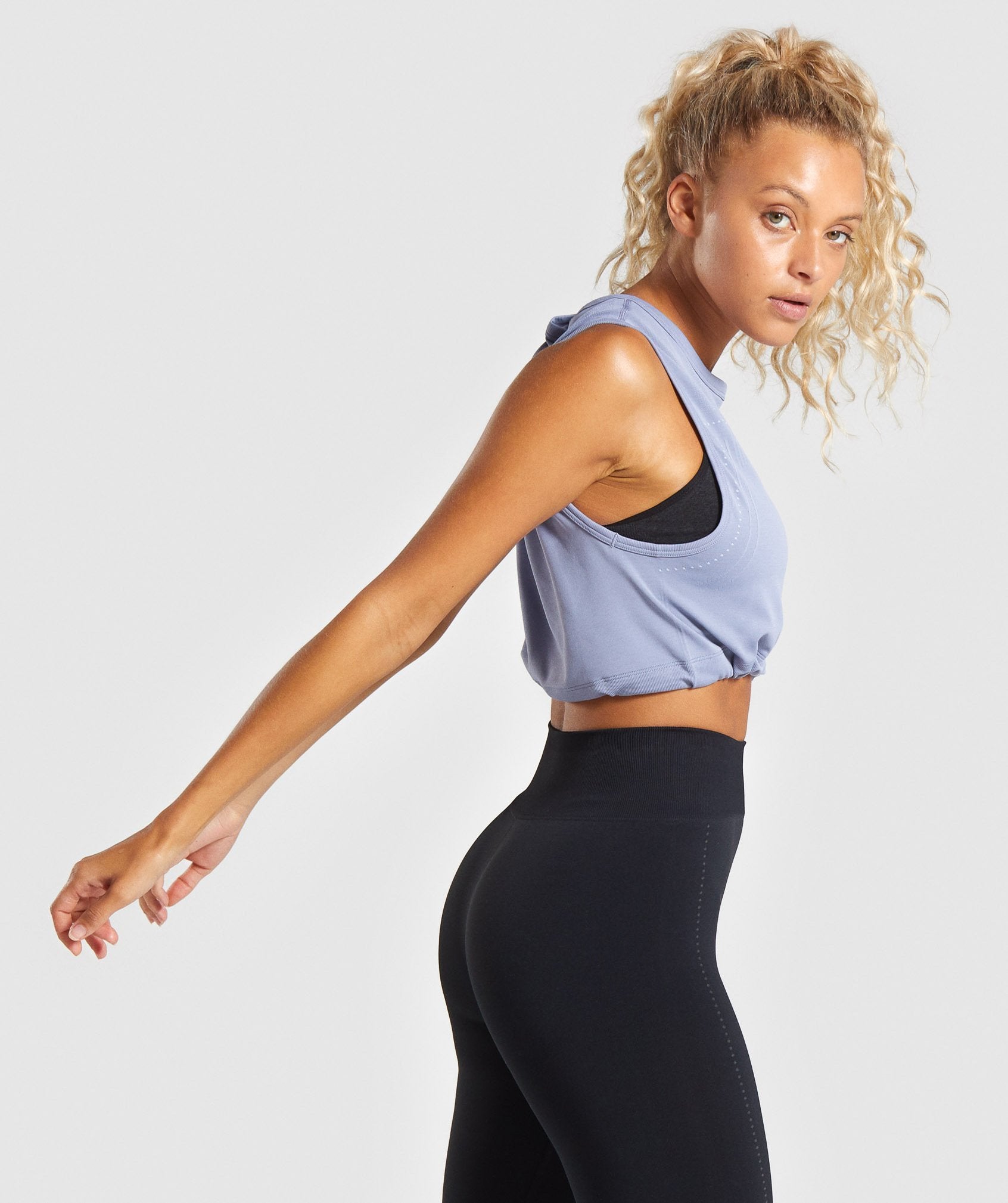 Breeze Lightweight Seamless Crop Top in Blue - view 3