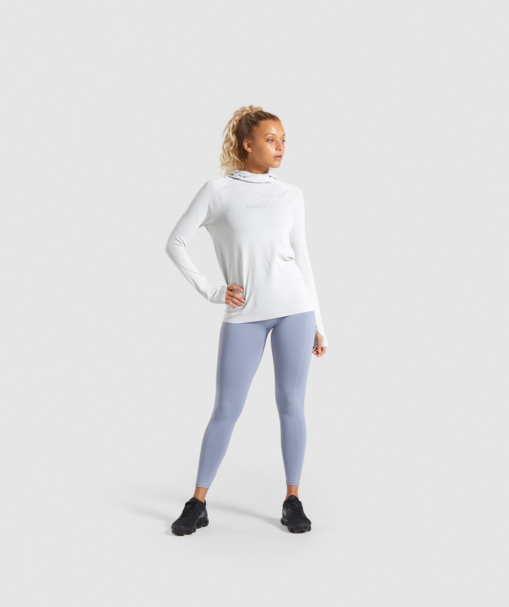 Breeze Lightweight Seamless Hoodie in Light Grey - view 3