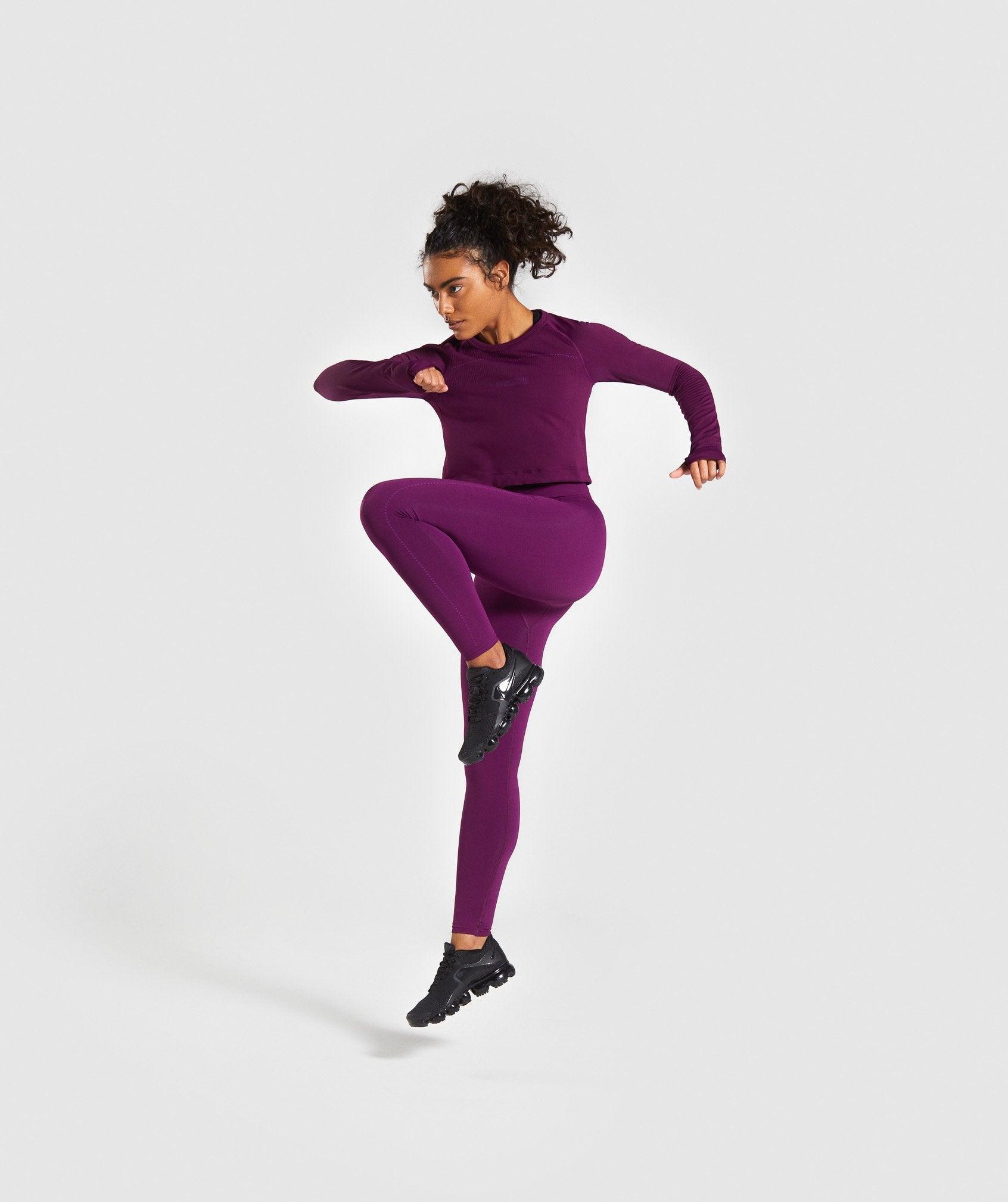 Breeze Lightweight Seamless Tights in Purple - view 3