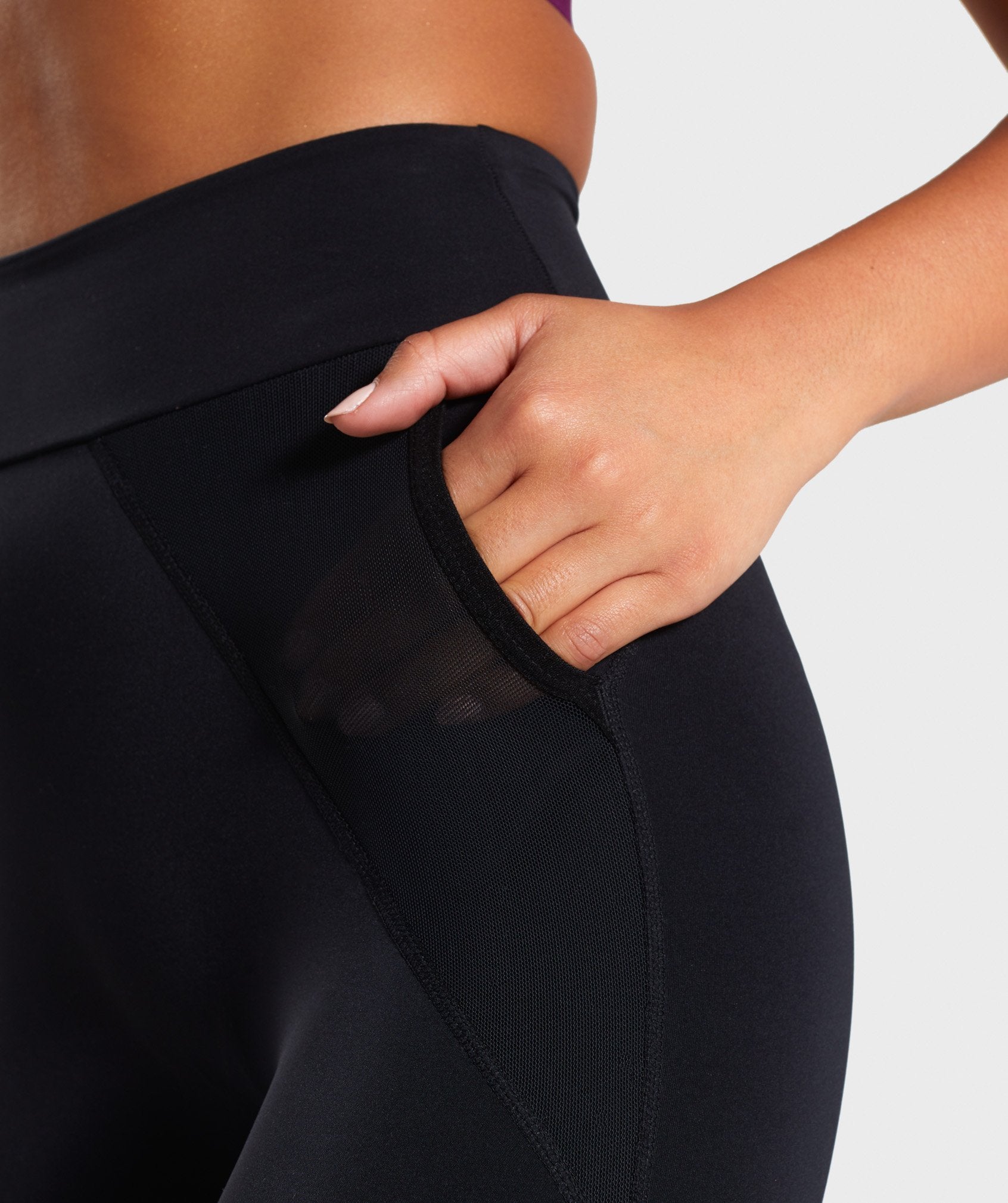 Mesh Layer Leggings in Black - view 6