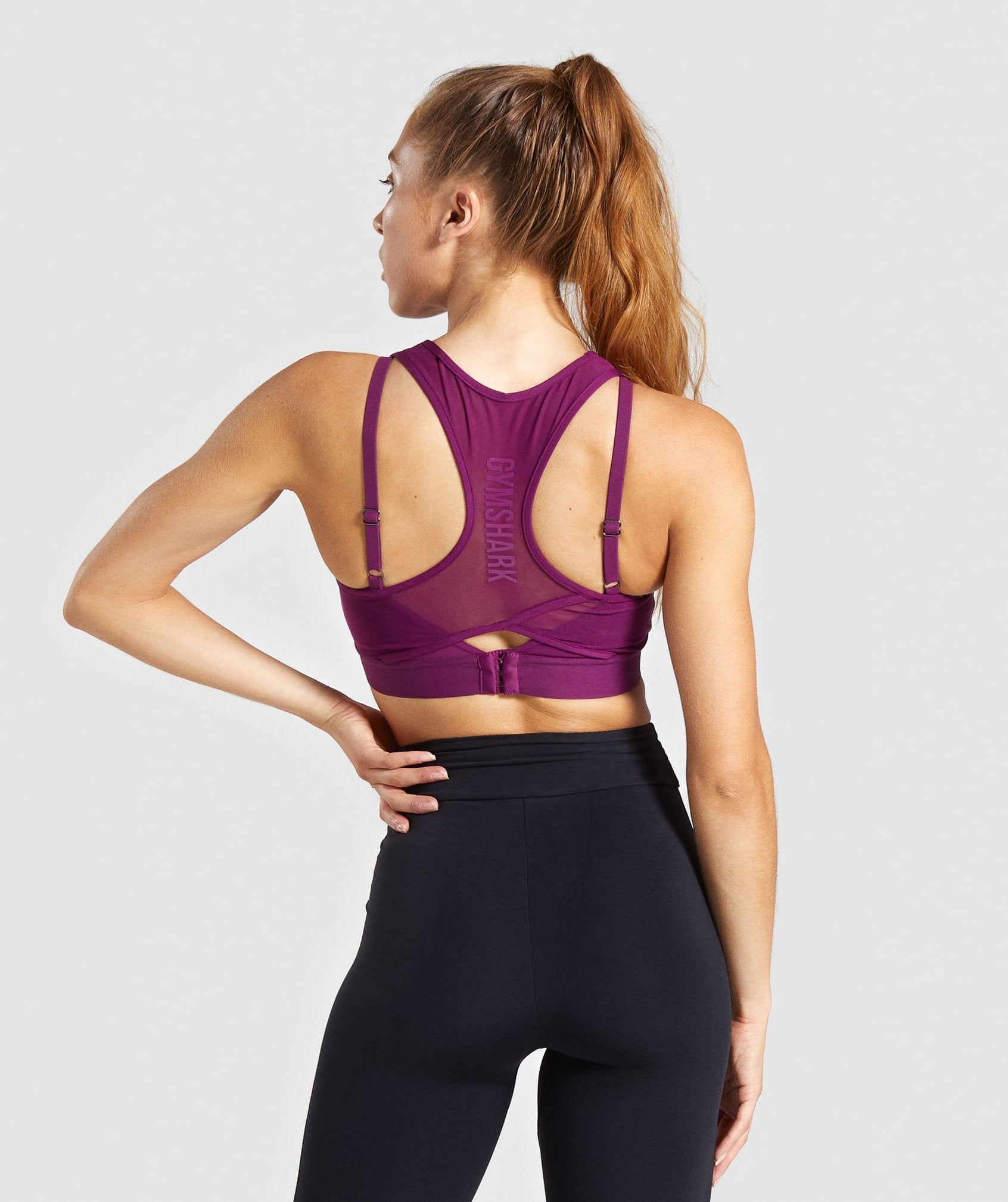 Mesh Layer Sports Bra in Deep Magenta