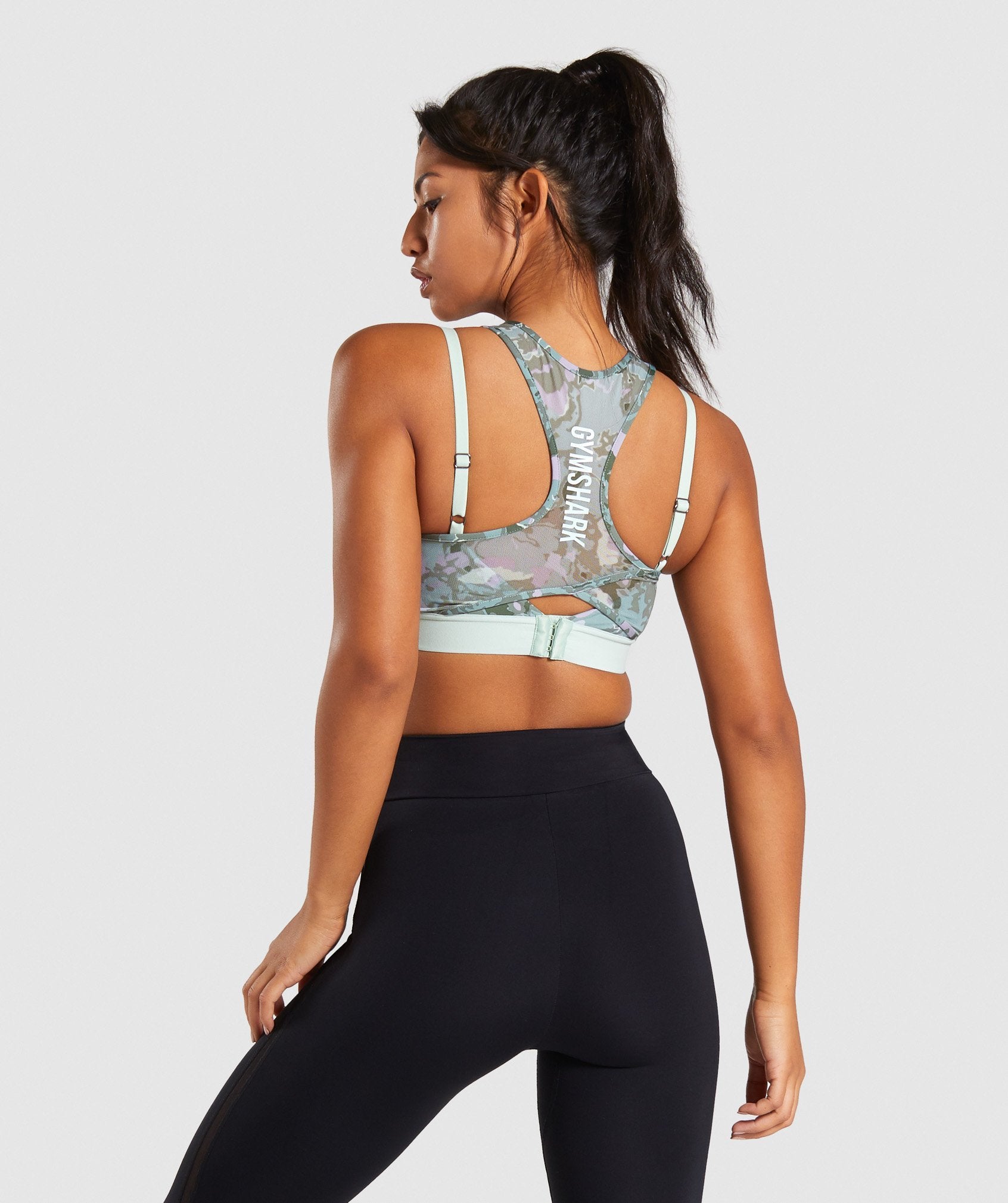 Mesh Layer Sports Bra in Light Green - view 2