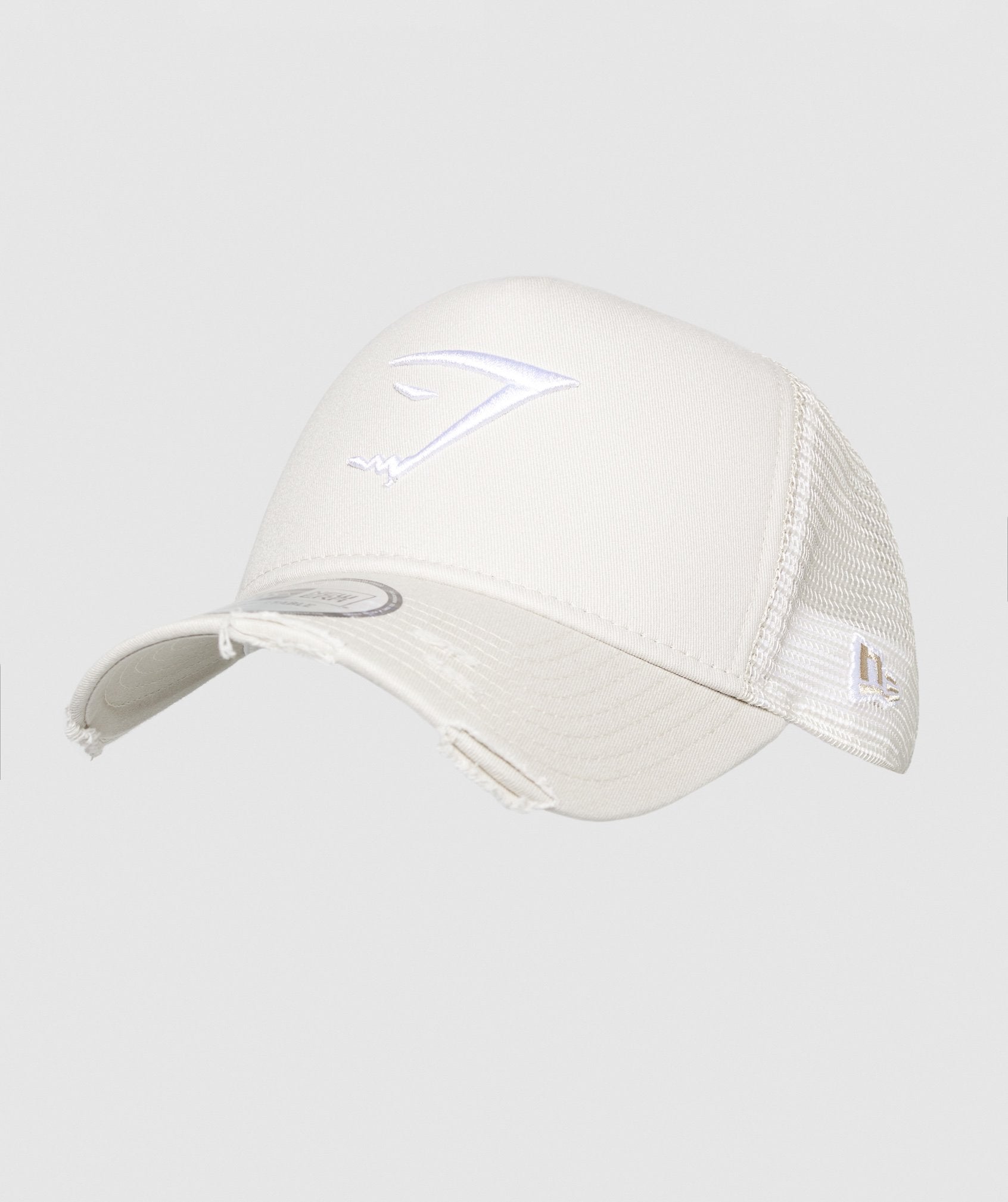 New Era Distressed Trucker in White - view 2