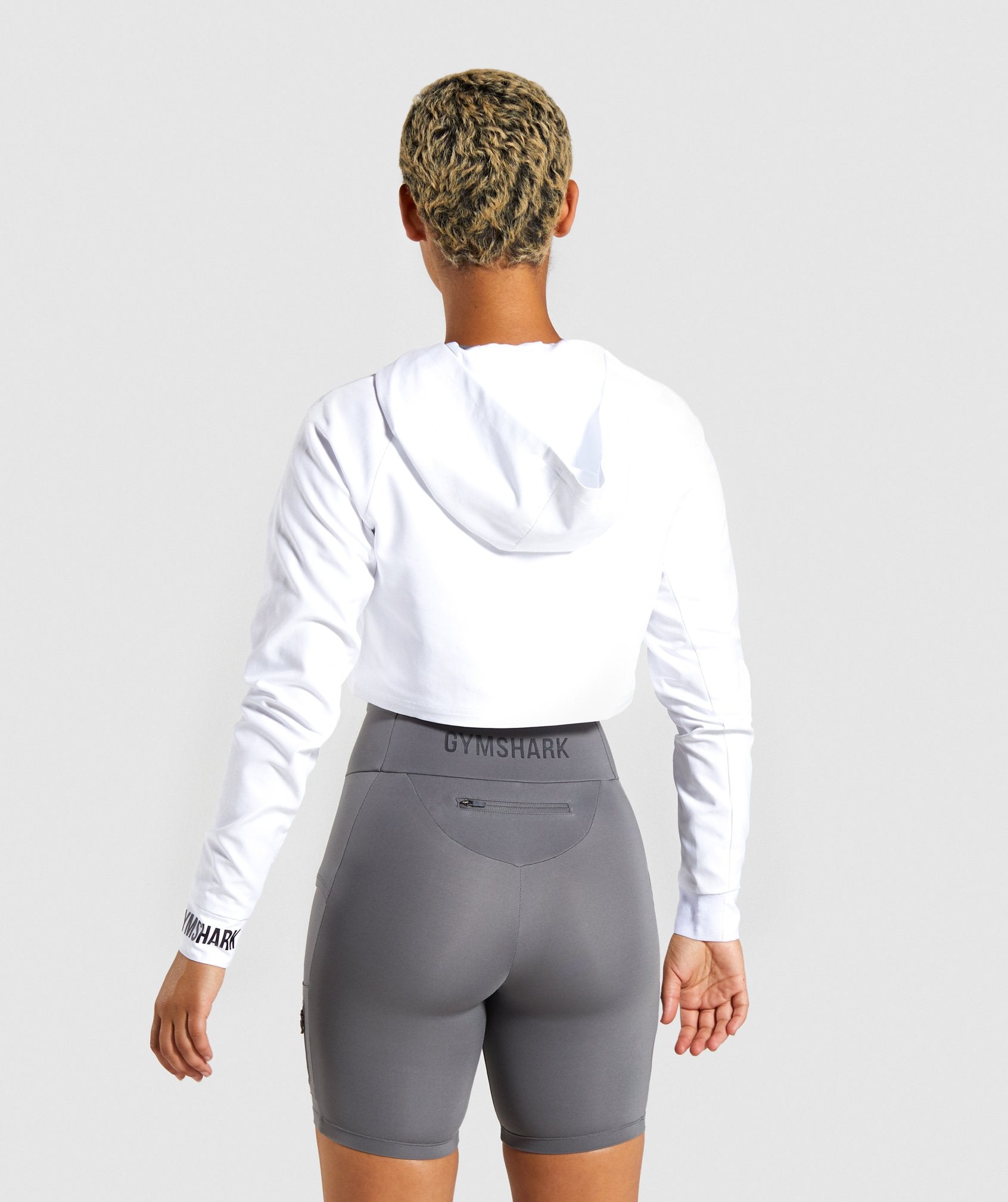 Non Stop Cropped Hoodie in White - view 2