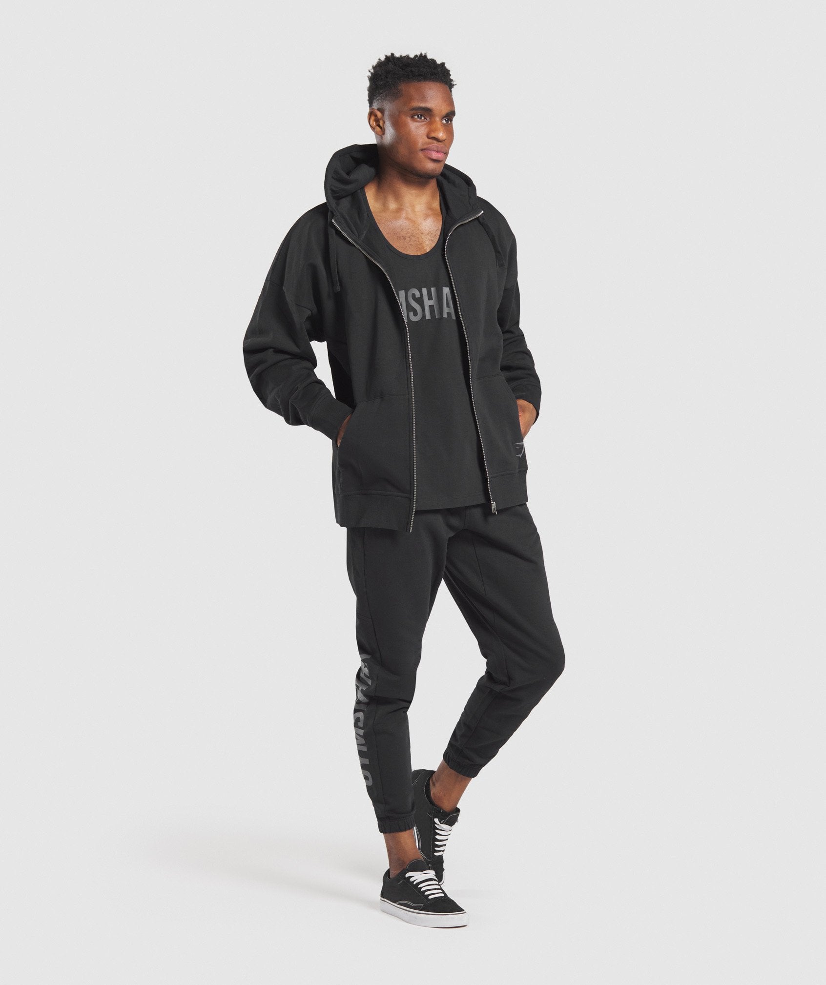 Power Zip Up Hoodie in Black