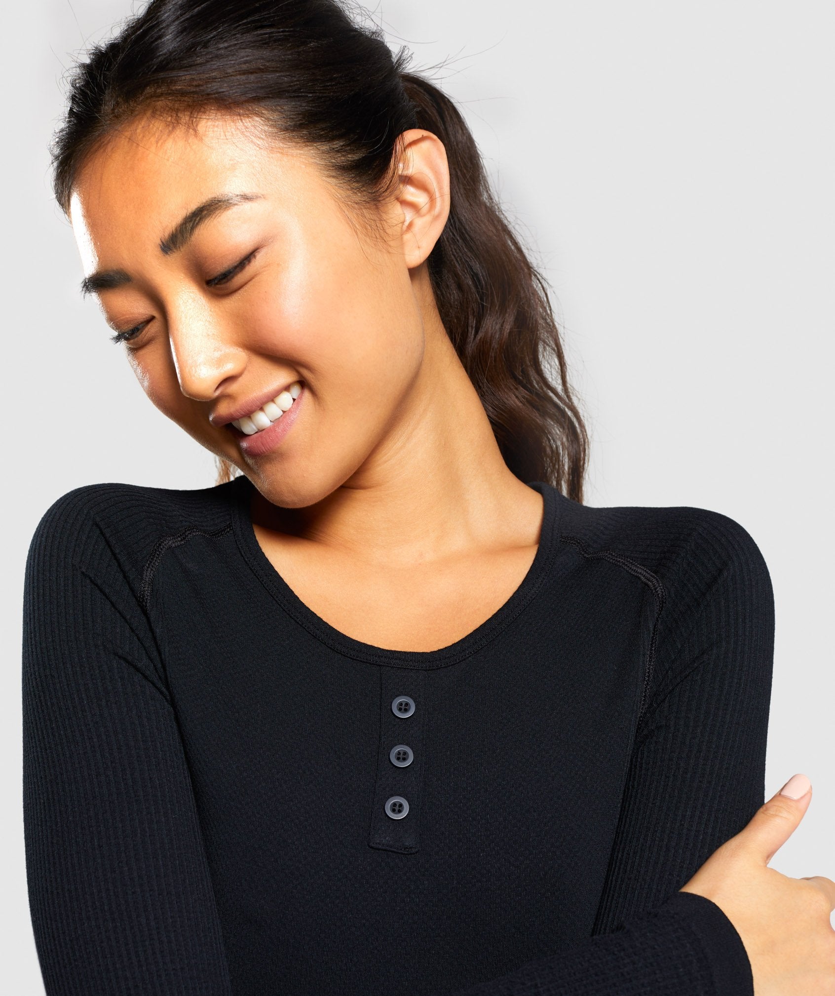 Power Down Long Sleeve Bodysuit in Black