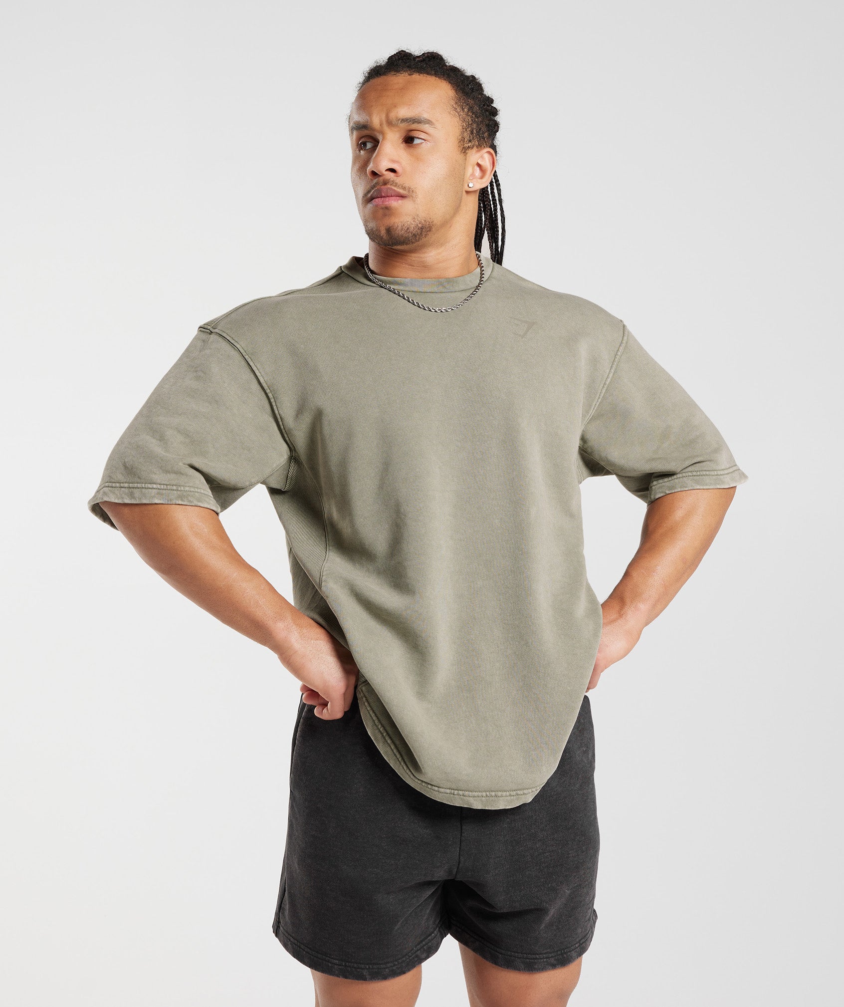 Power Washed Short Sleeve Crew in Ecru Brown - view 1