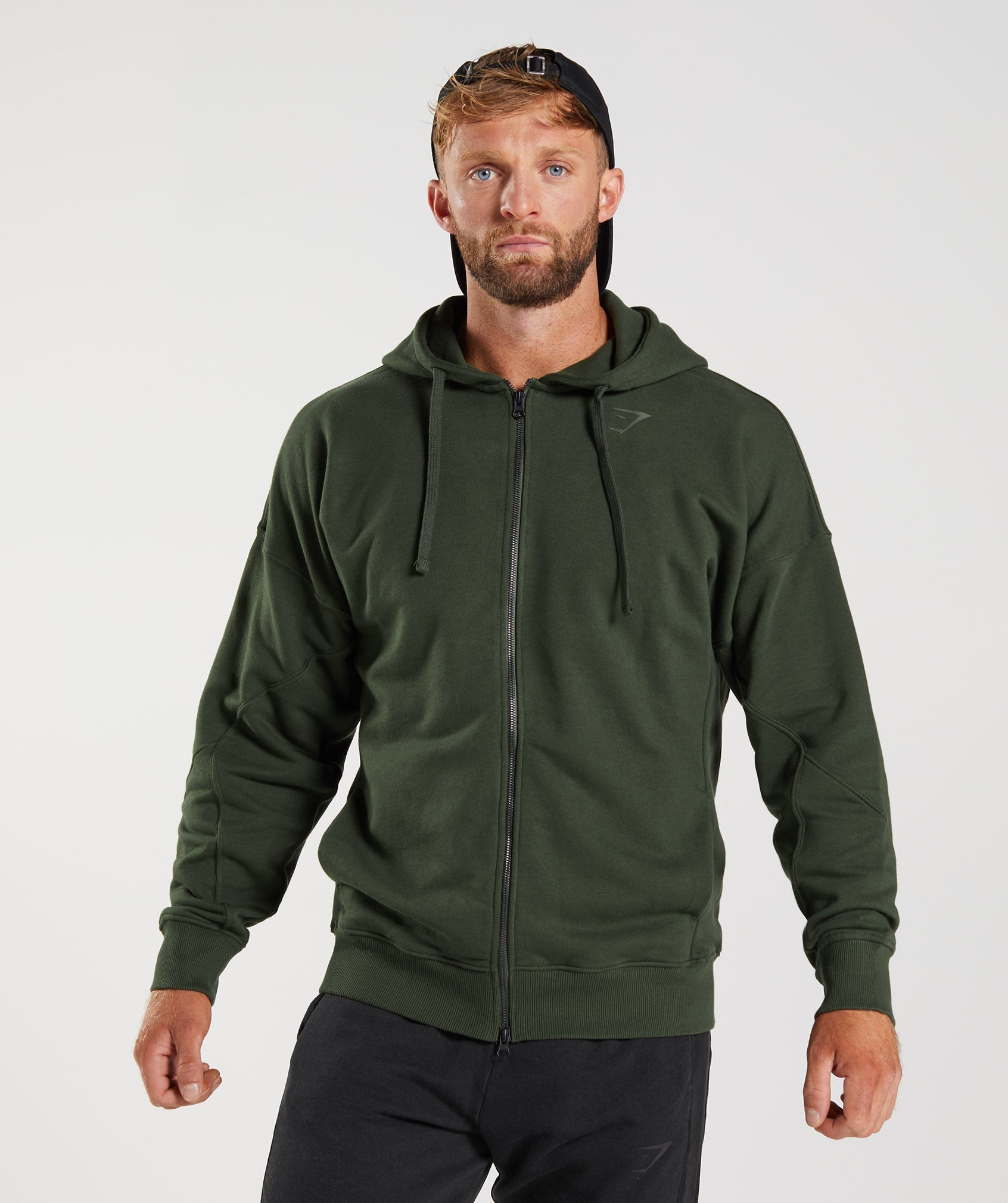 Power Zip Hoodie in Moss Olive - view 2