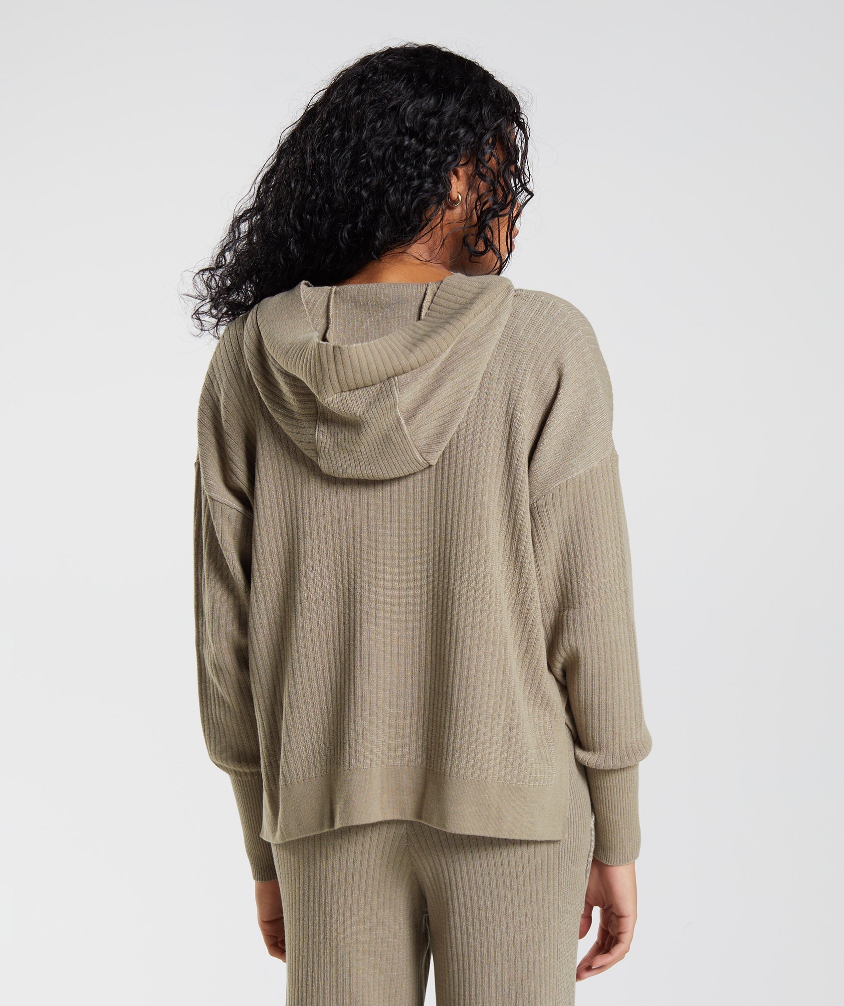 Pause Knitwear Hoodie in Cement Brown/Pebble Grey - view 3