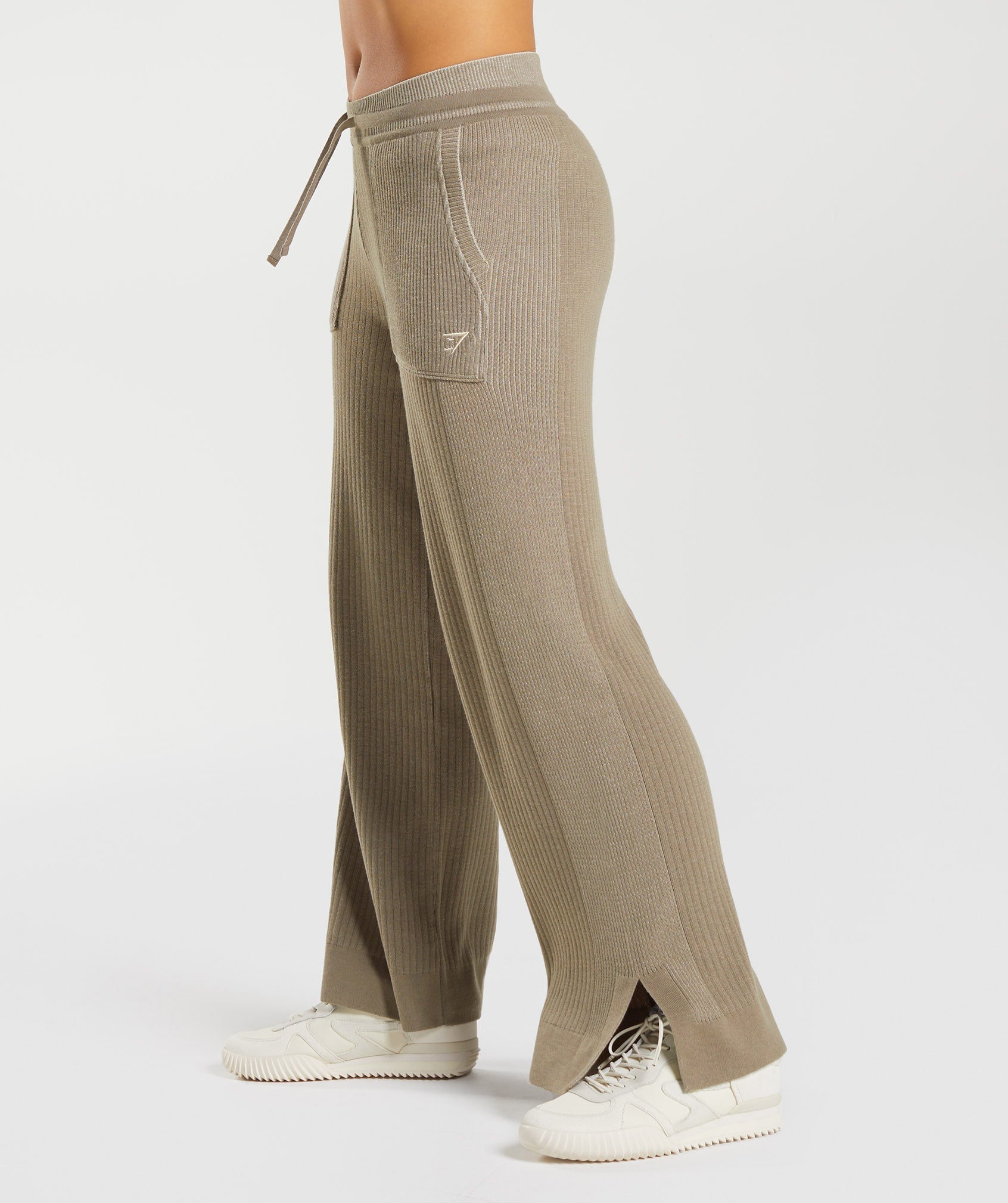 Pause Knitwear Joggers in Cement Brown/Pebble Grey - view 4