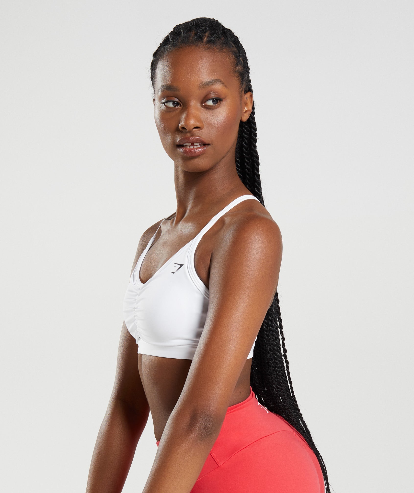 Ruched Sports Bra in White - view 4