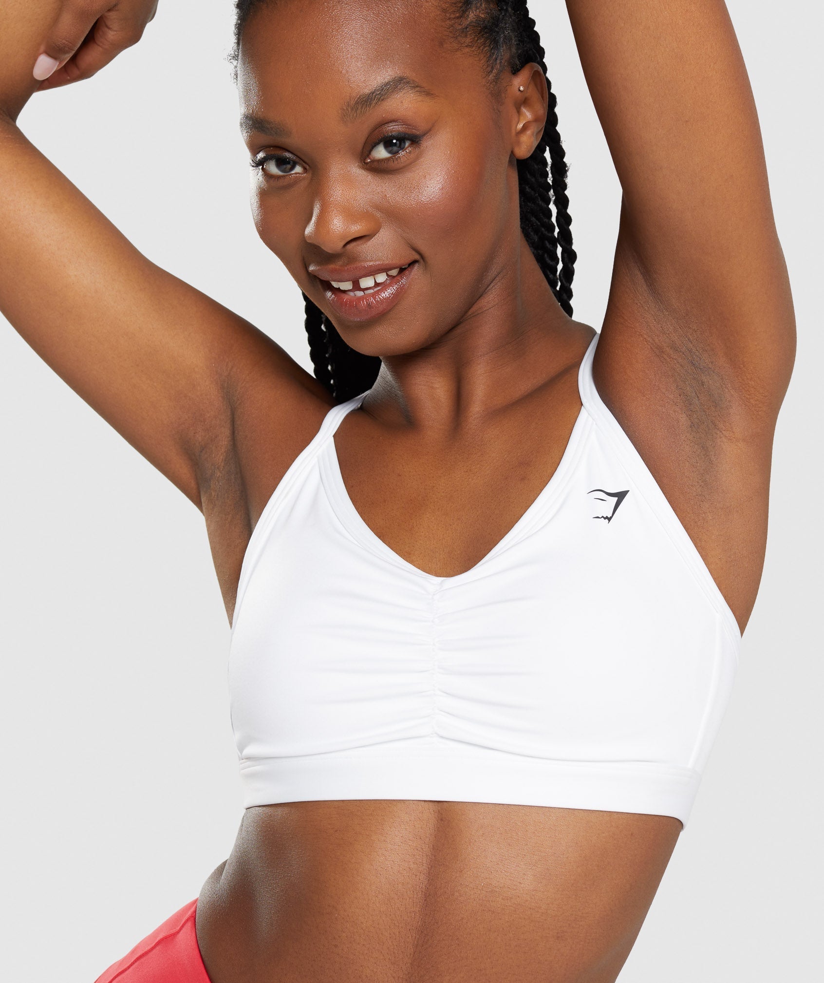 Ruched Sports Bra in White - view 7