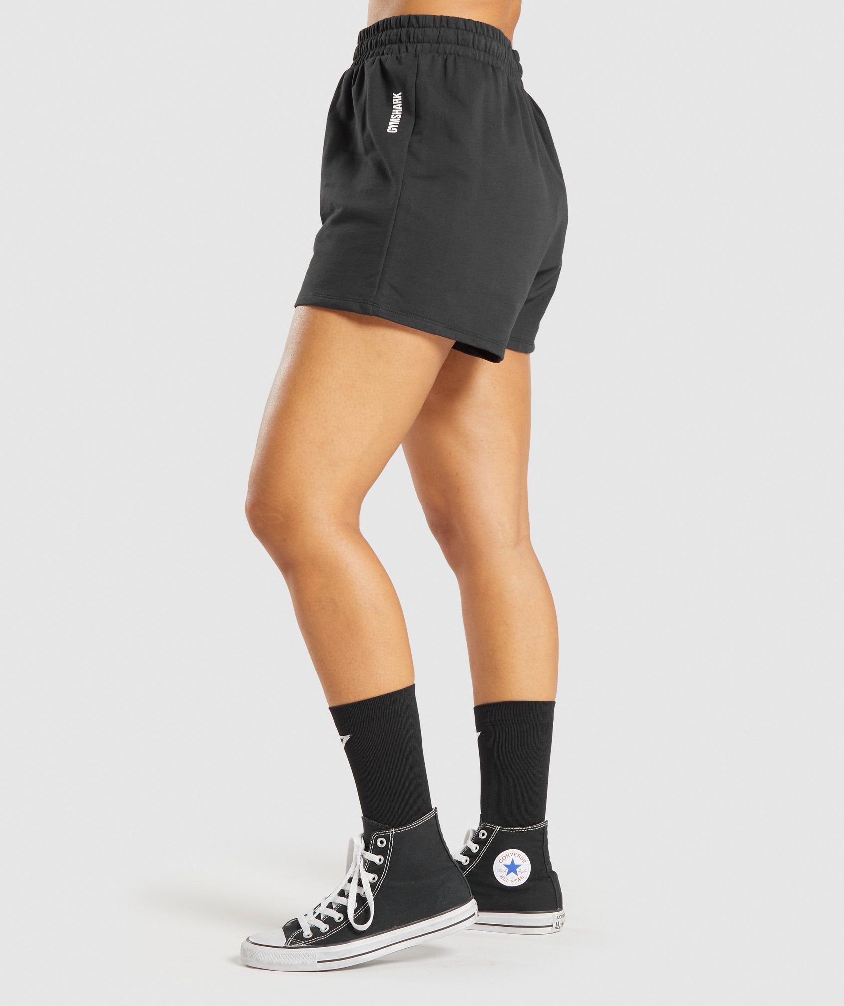 Slim Fit Throw On Shorts in Black - view 3