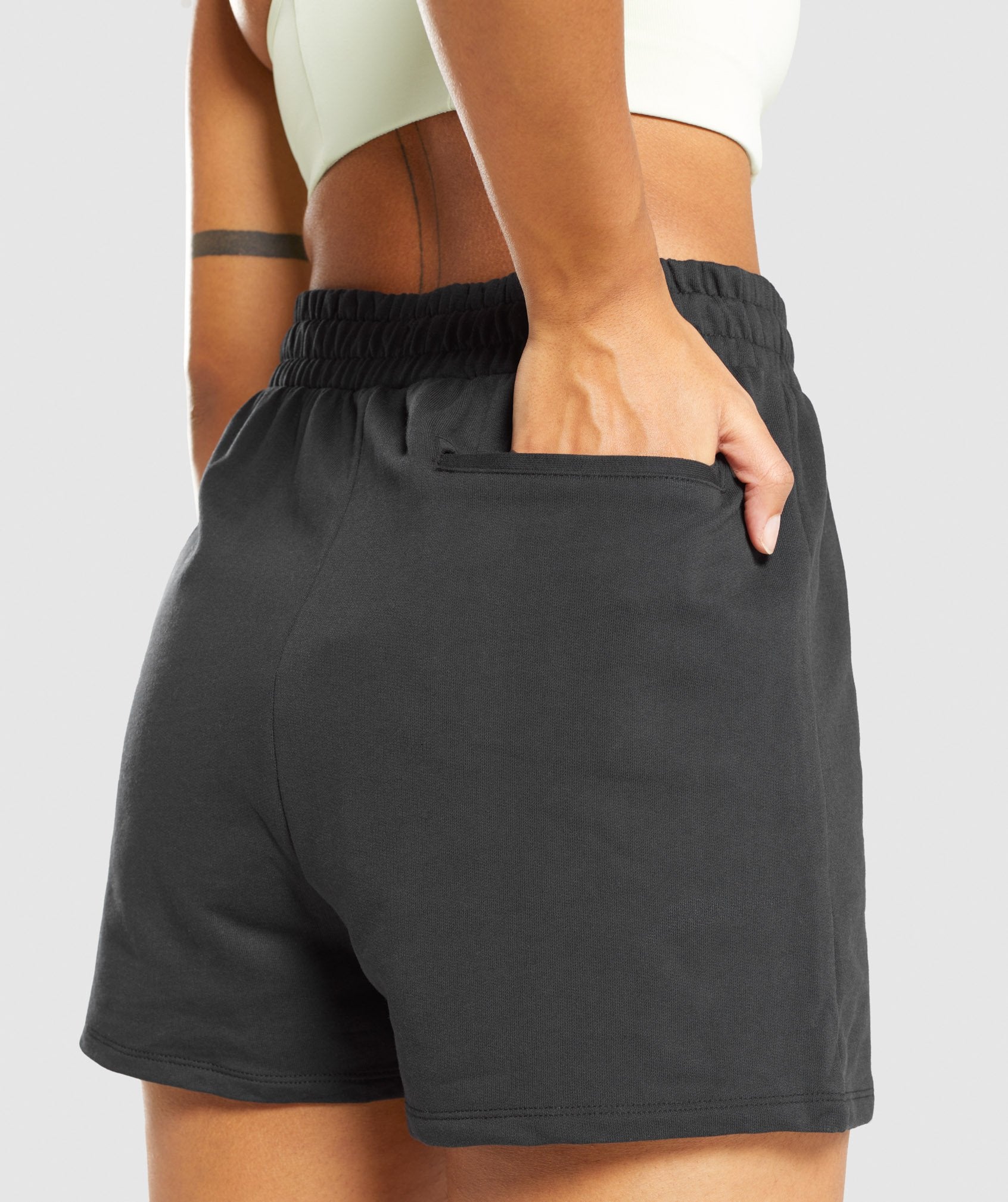 Slim Fit Throw On Shorts in Black - view 6