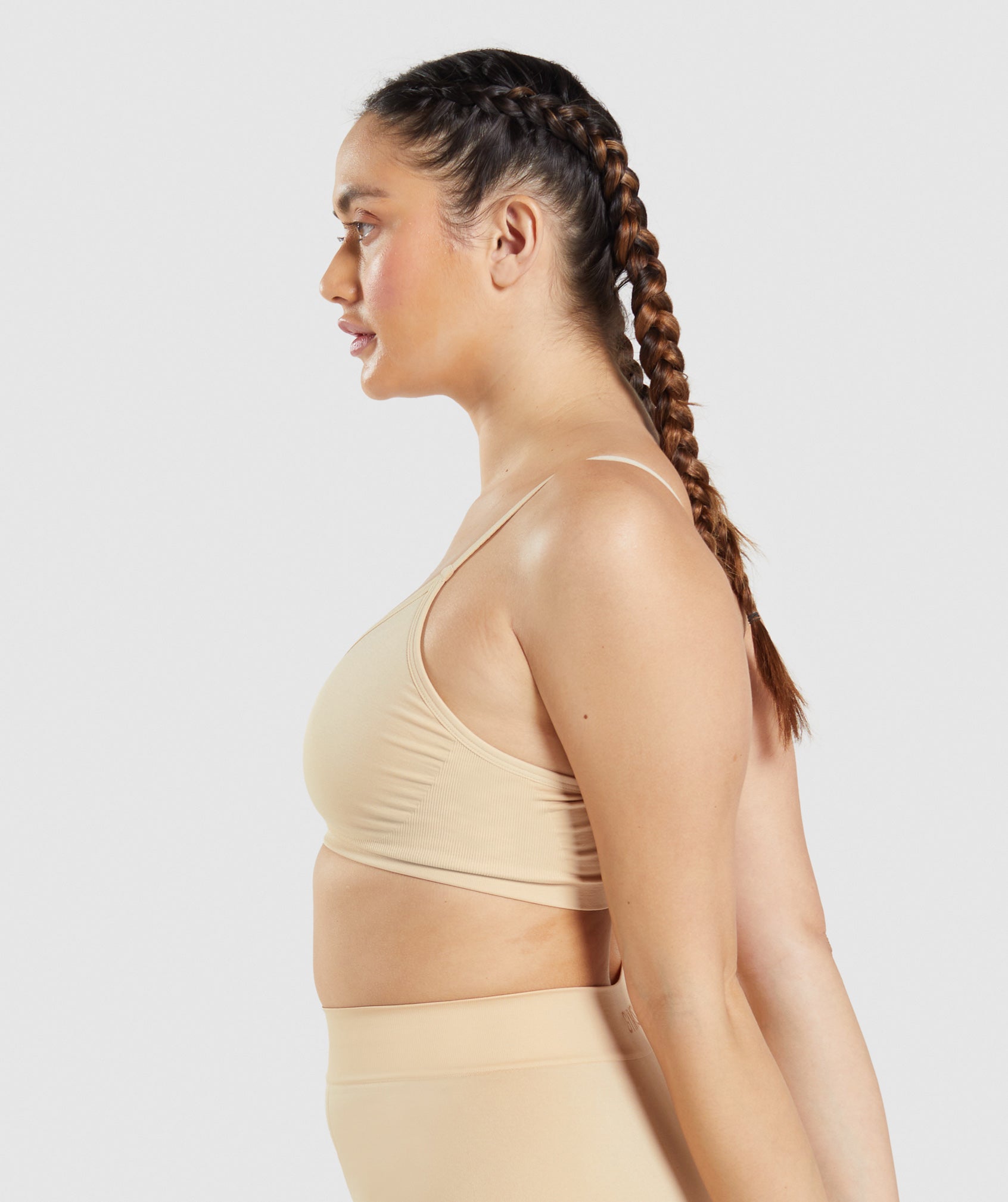 Seamless Low Neck Bralette in Fawn Light Brown - view 3