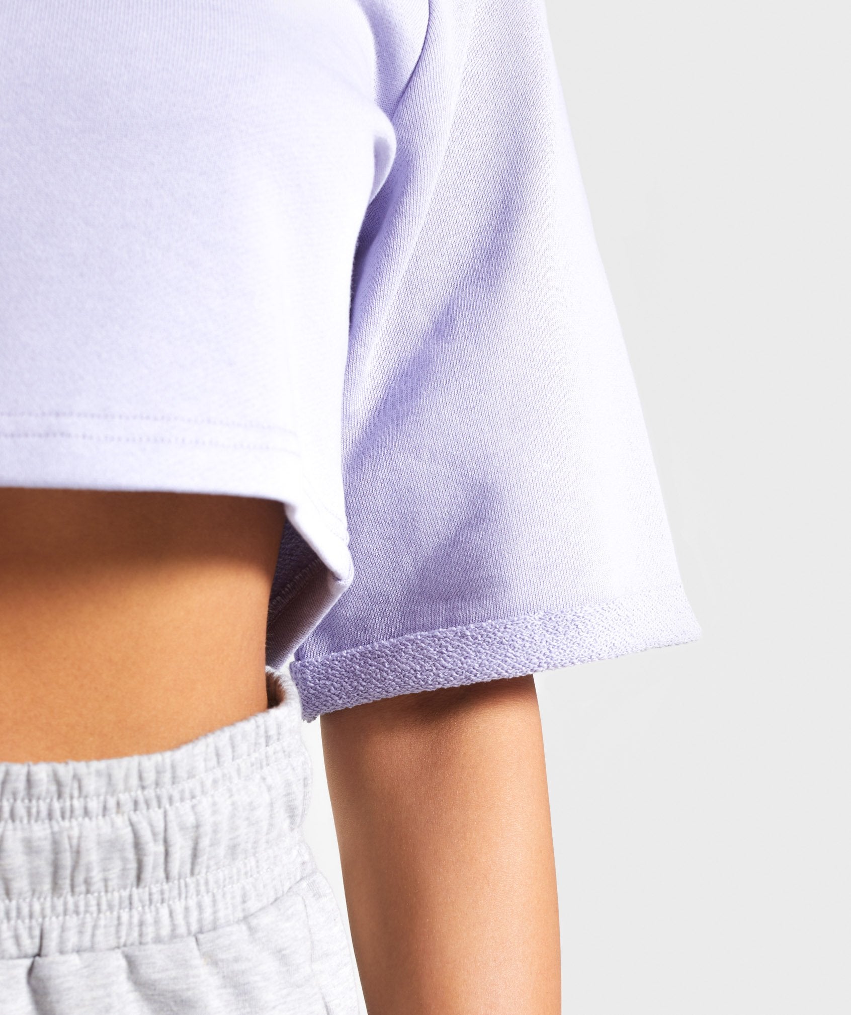 Signature Boxy Cropped Sweater in Lavender - view 5