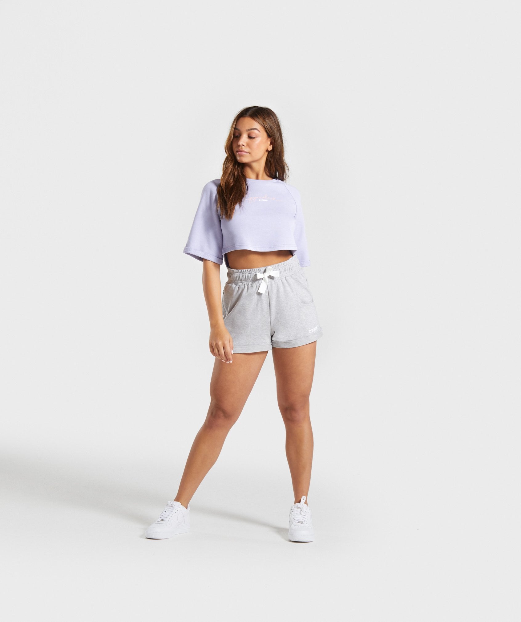 Signature Boxy Cropped Sweater in Lavender - view 4