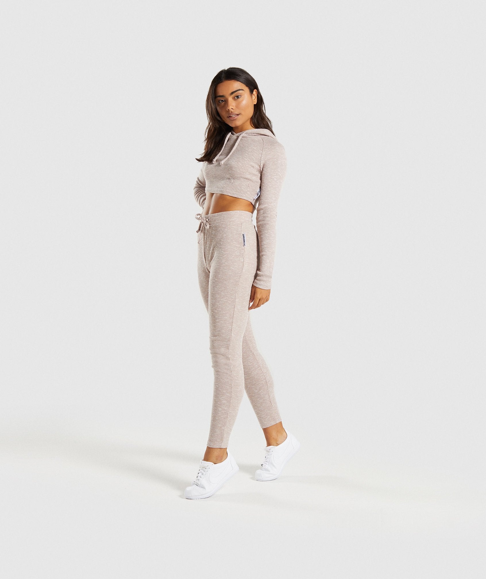 Slounge Cropped Hoodie in Taupe Marl - view 4