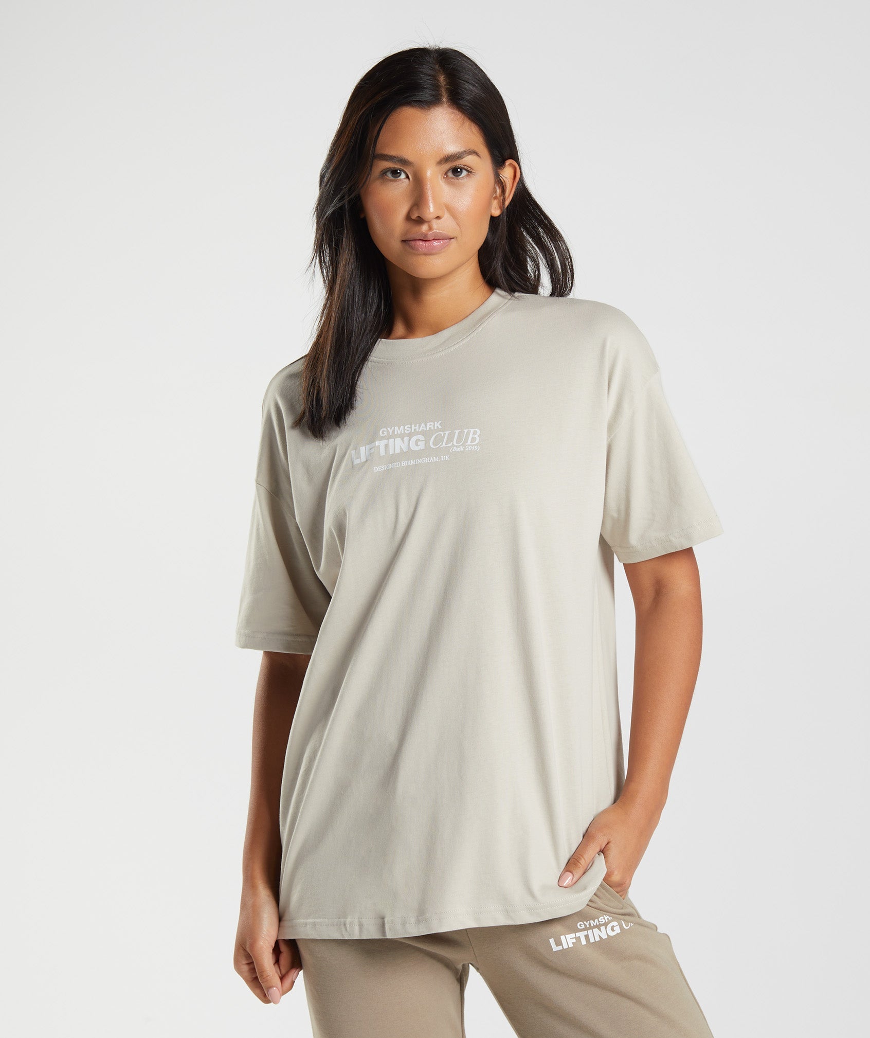 Social Club Oversized T-Shirt in Pebble Grey - view 1