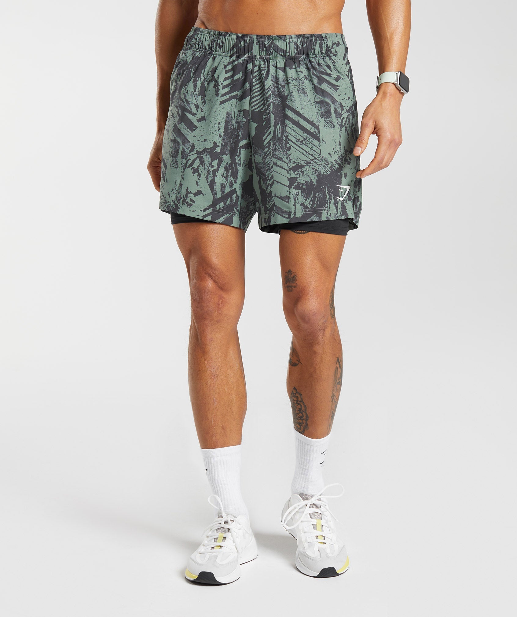 Sport 5" 2 in 1 Shorts in Willow Green/Black