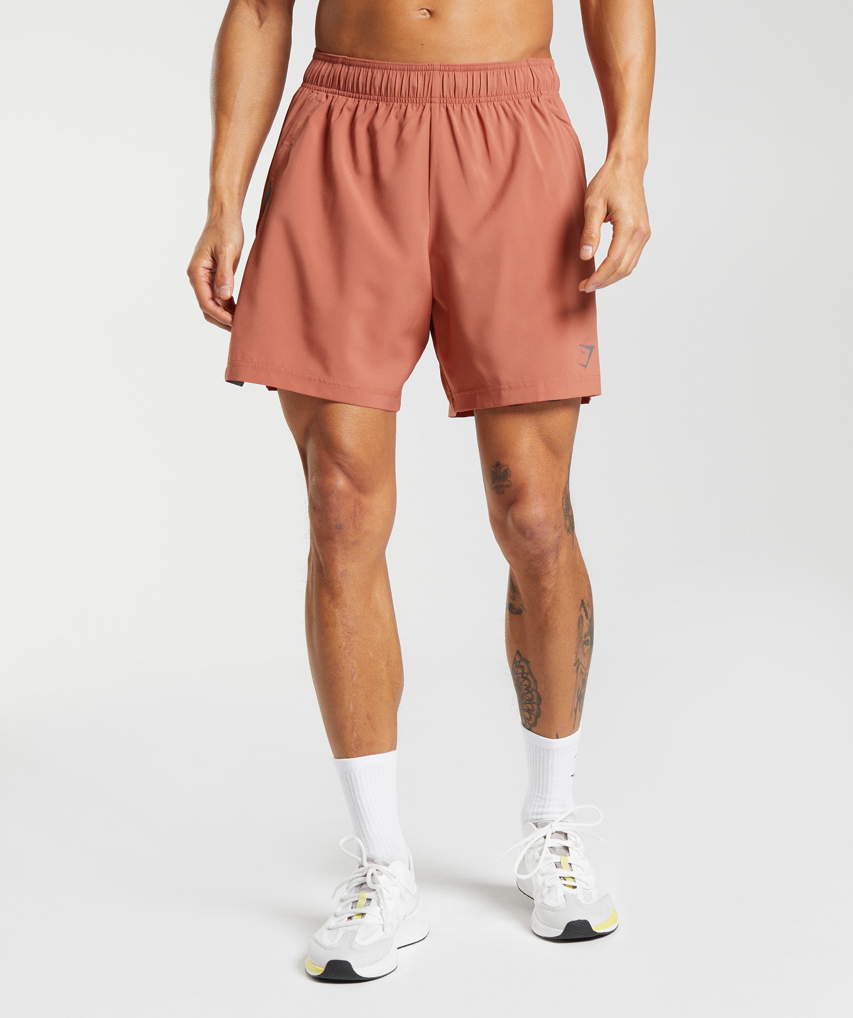 Sport 7" Shorts in Persimmon Red/Silhouette Grey