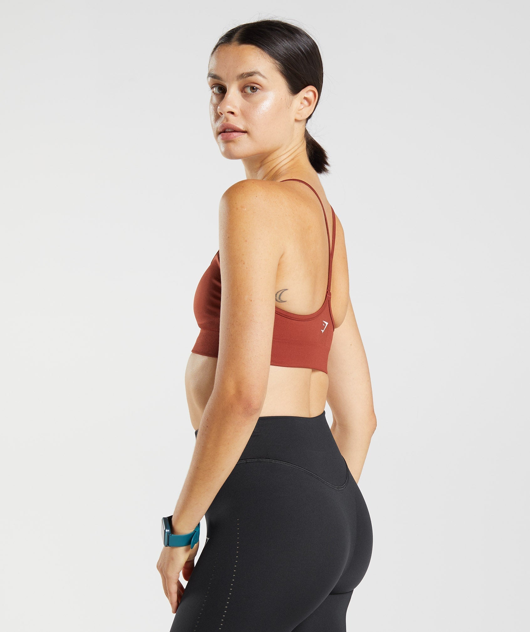 Sweat Seamless Sports Bra in Rosewood Red - view 2