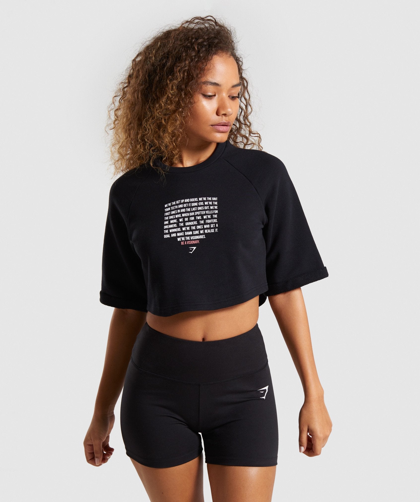 The Visionaries Boxy Cropped Sweater in Black - view 1