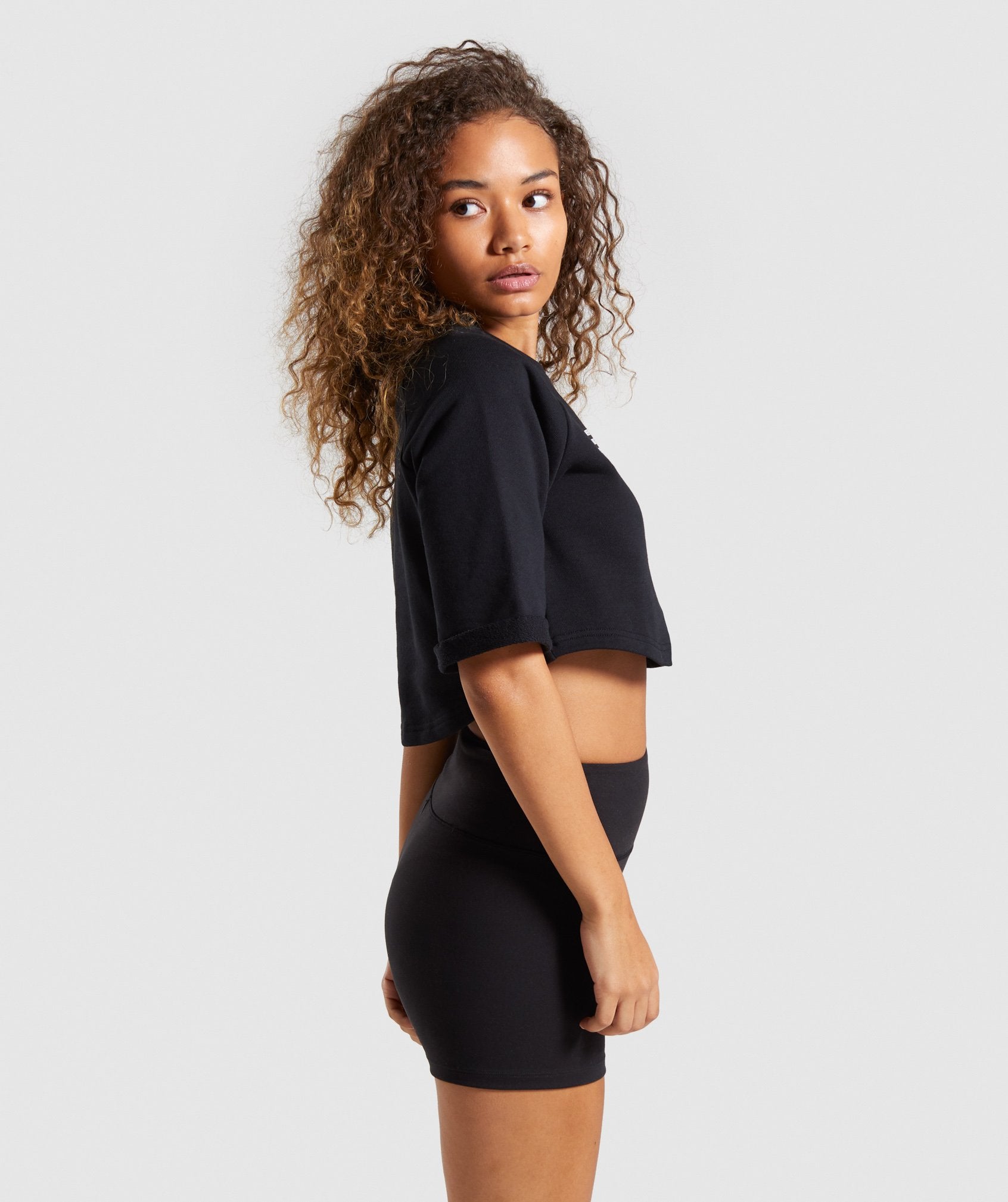 The Visionaries Boxy Cropped Sweater in Black - view 3